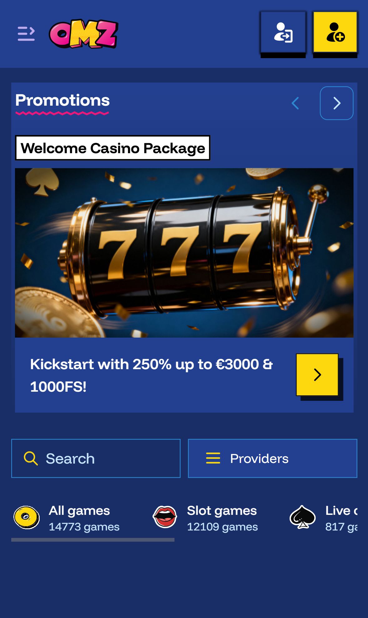 OhMyZino — Homepage (Mobile)
