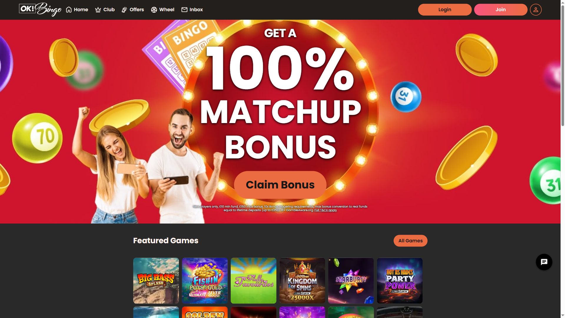 OK! Bingo — Homepage (Desktop)