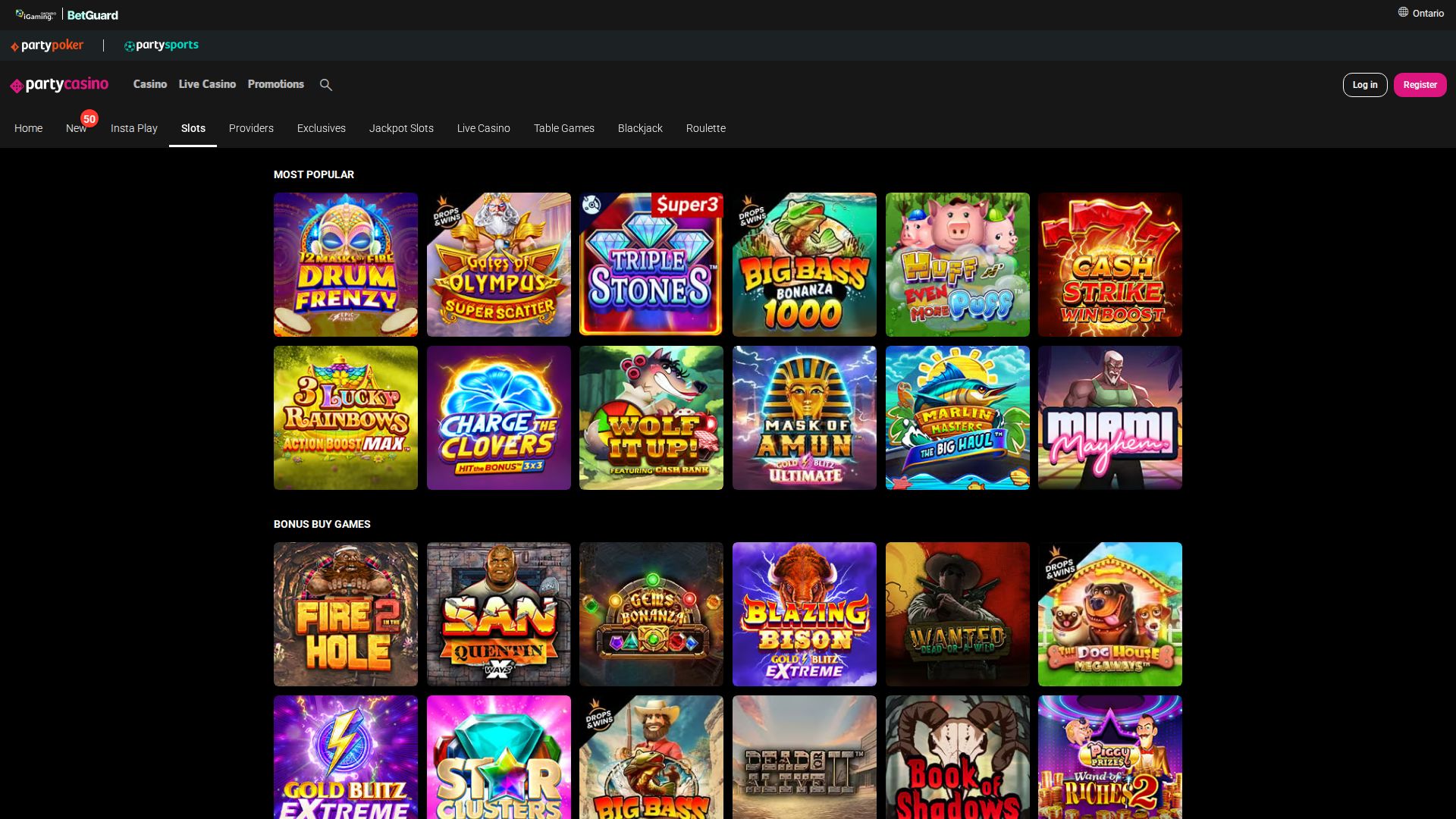 PartyCasino — Lobby (Desktop)