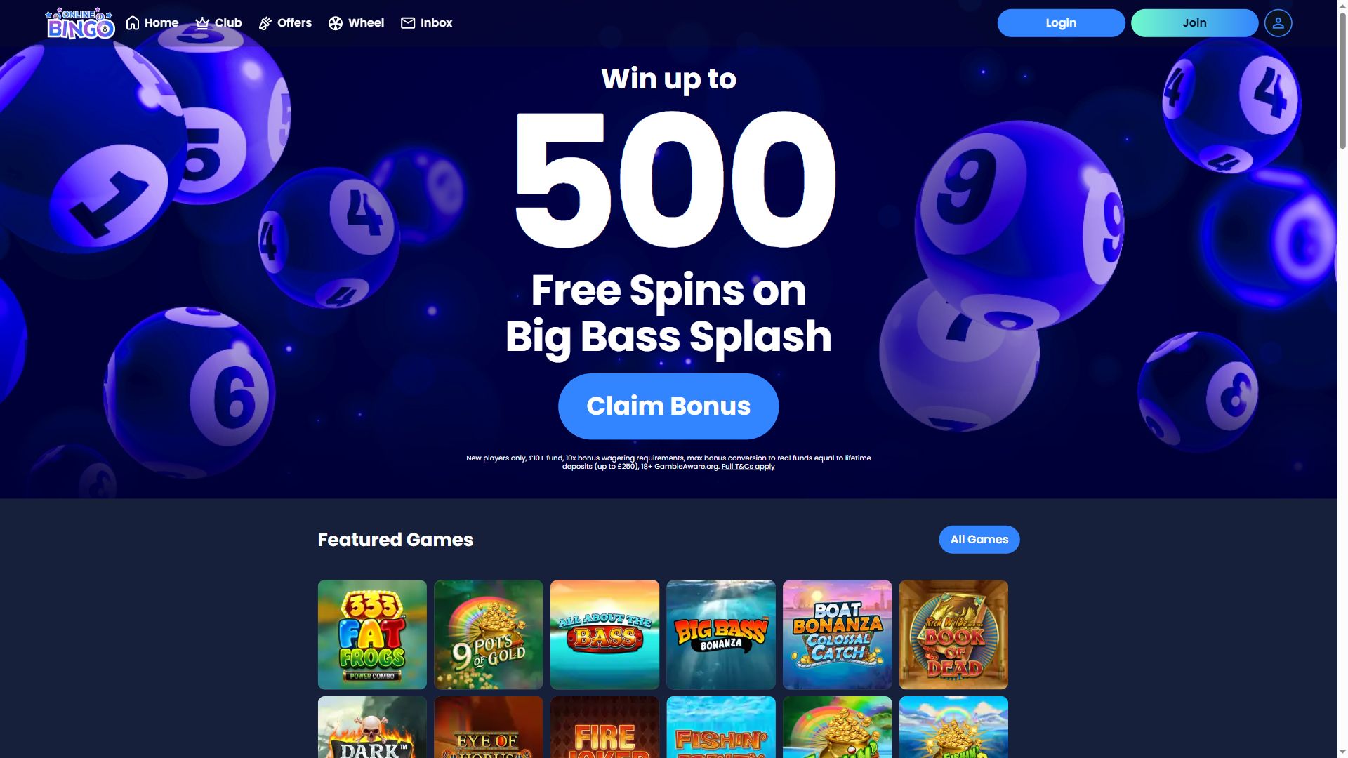 OnlineBingo — Homepage (Desktop)