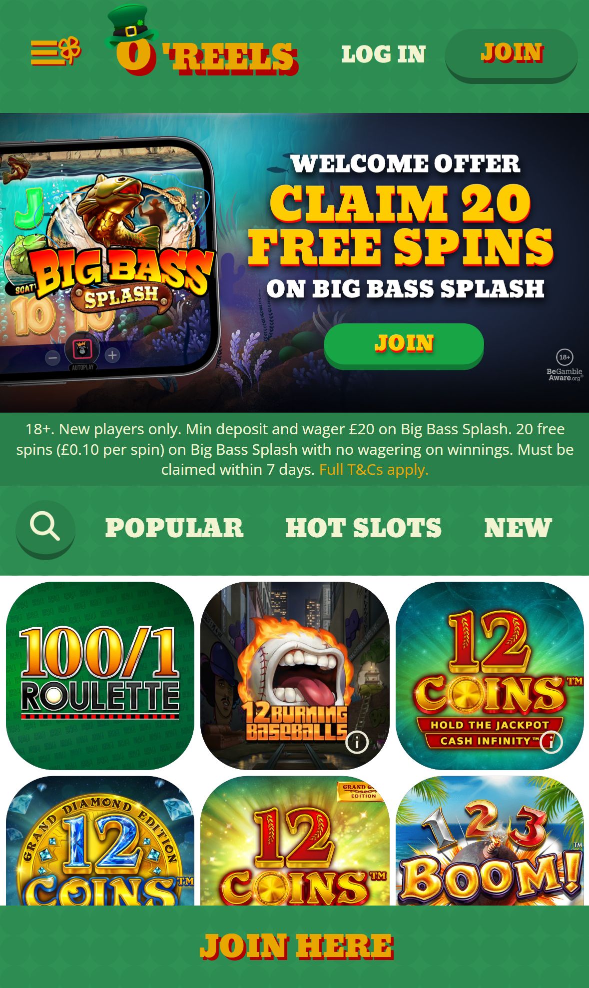Oreels — Lobby (Mobile)
