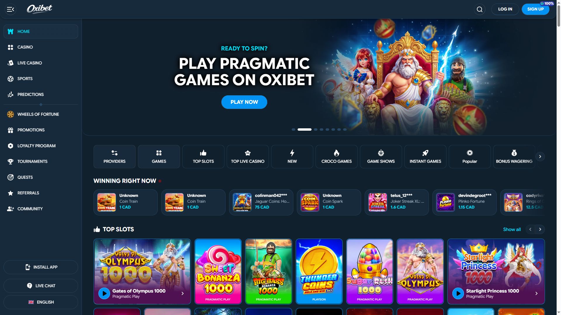 Oxibet — Homepage (Desktop)