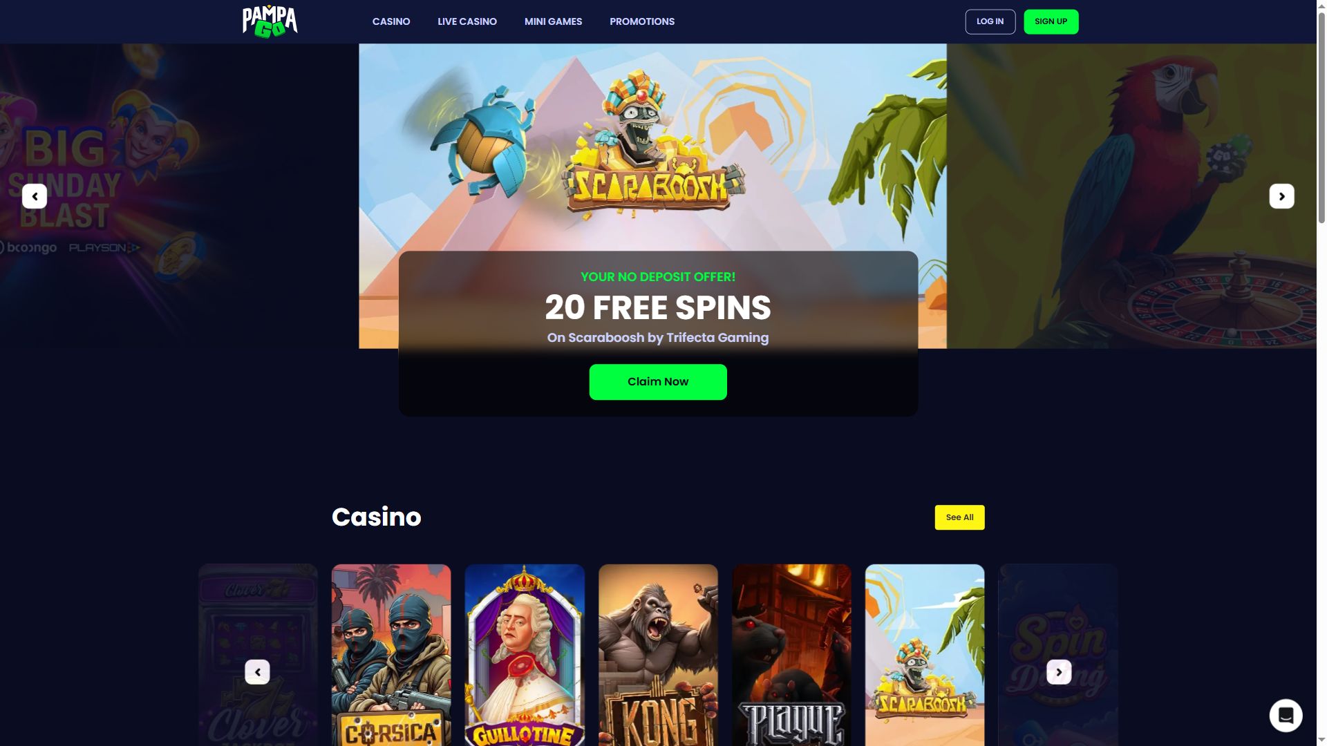 Pampago — Homepage (Desktop)