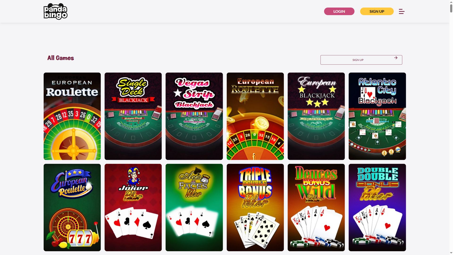 Pandabingo — Lobby (Desktop)