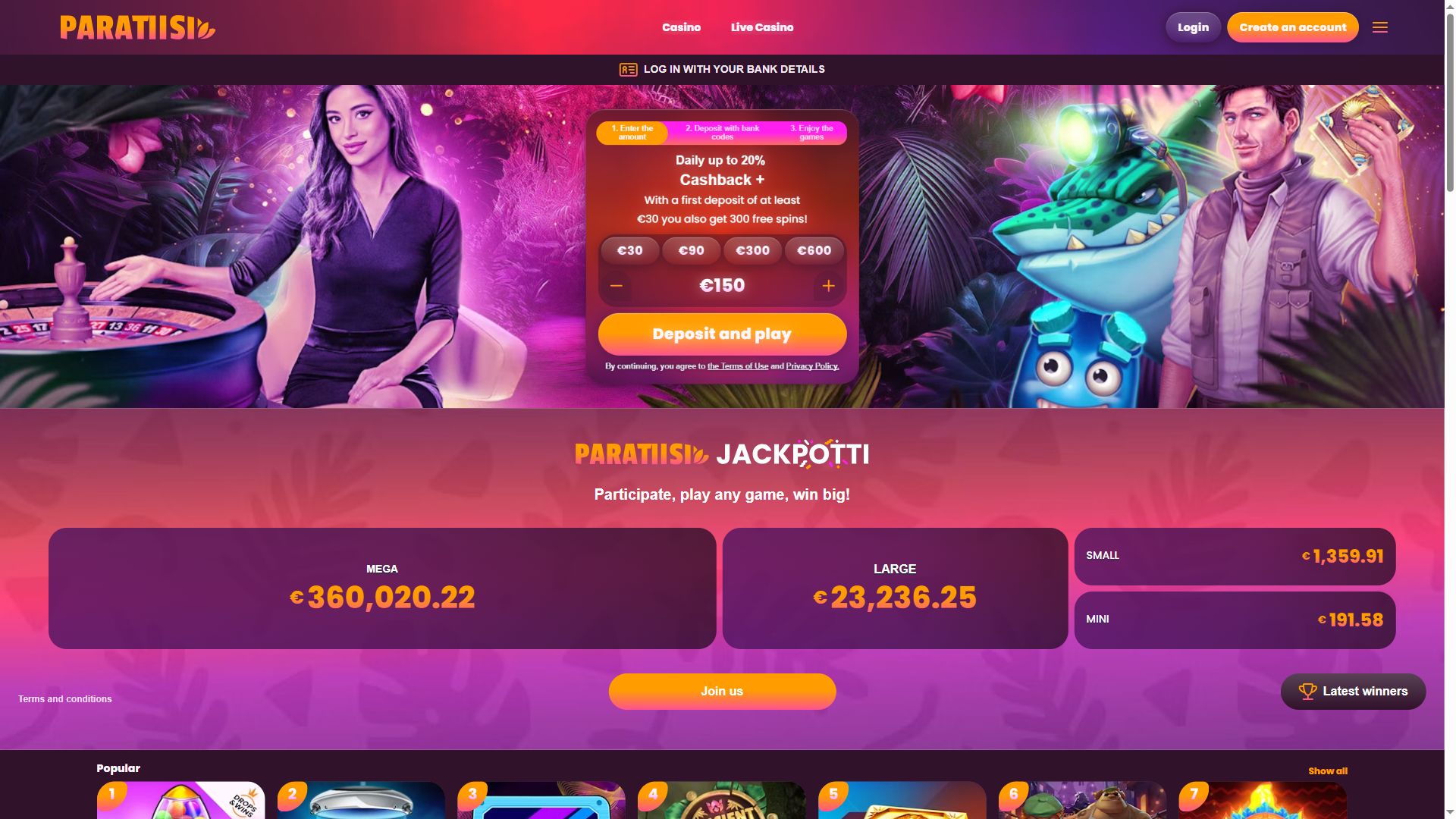Paratiisi — Homepage (Desktop)