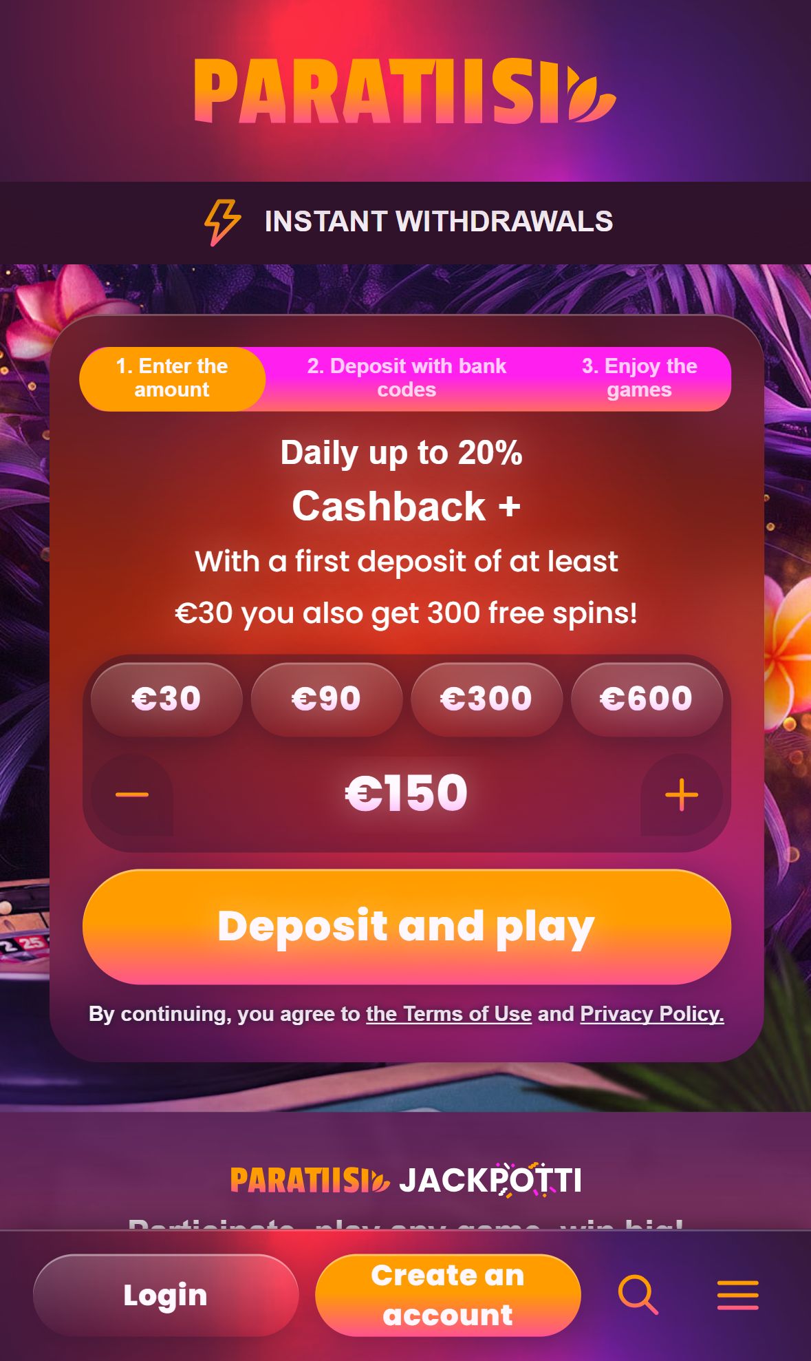 Paratiisi — Homepage (Mobile)