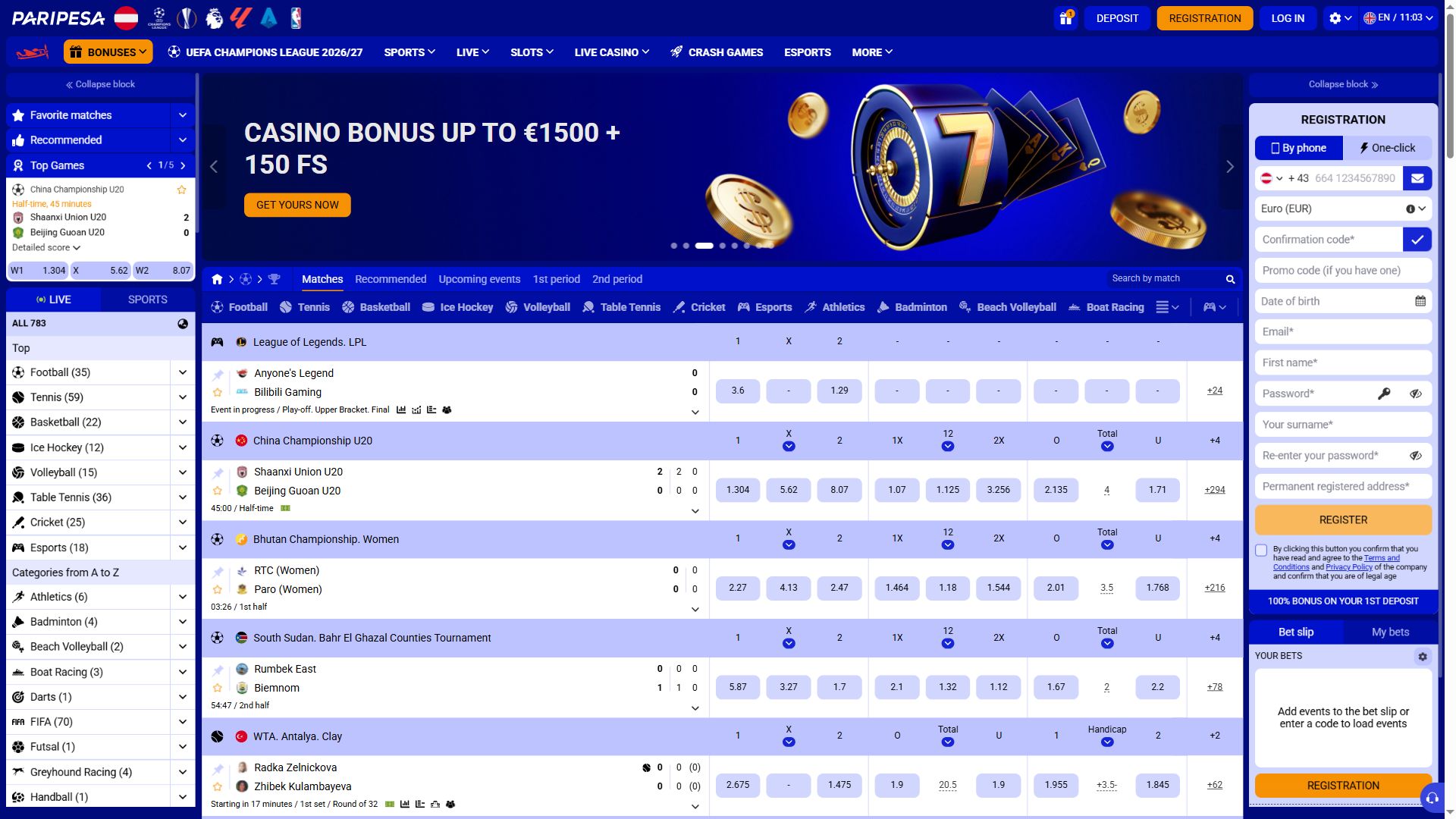 Paripesa — Homepage (Desktop)