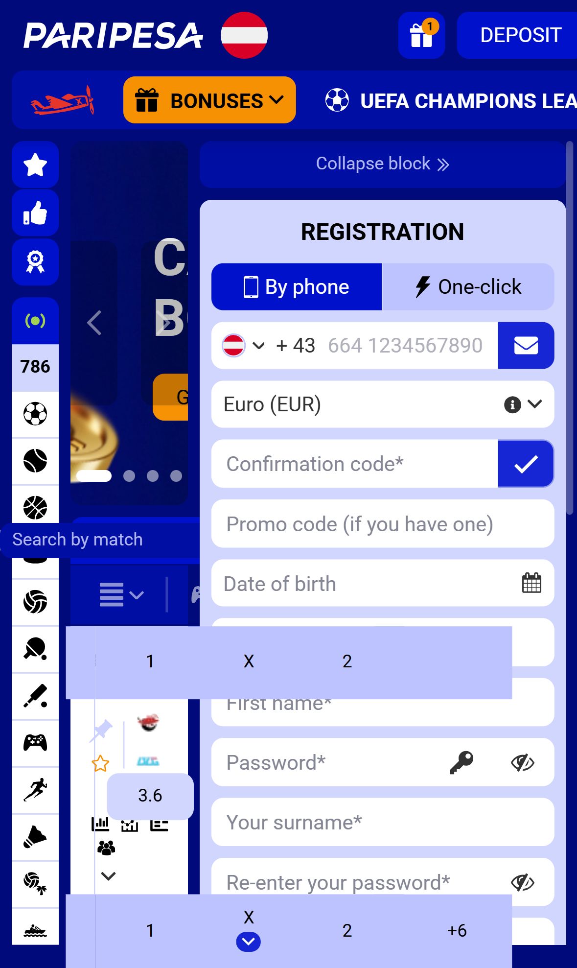 Paripesa — Homepage (Mobile)