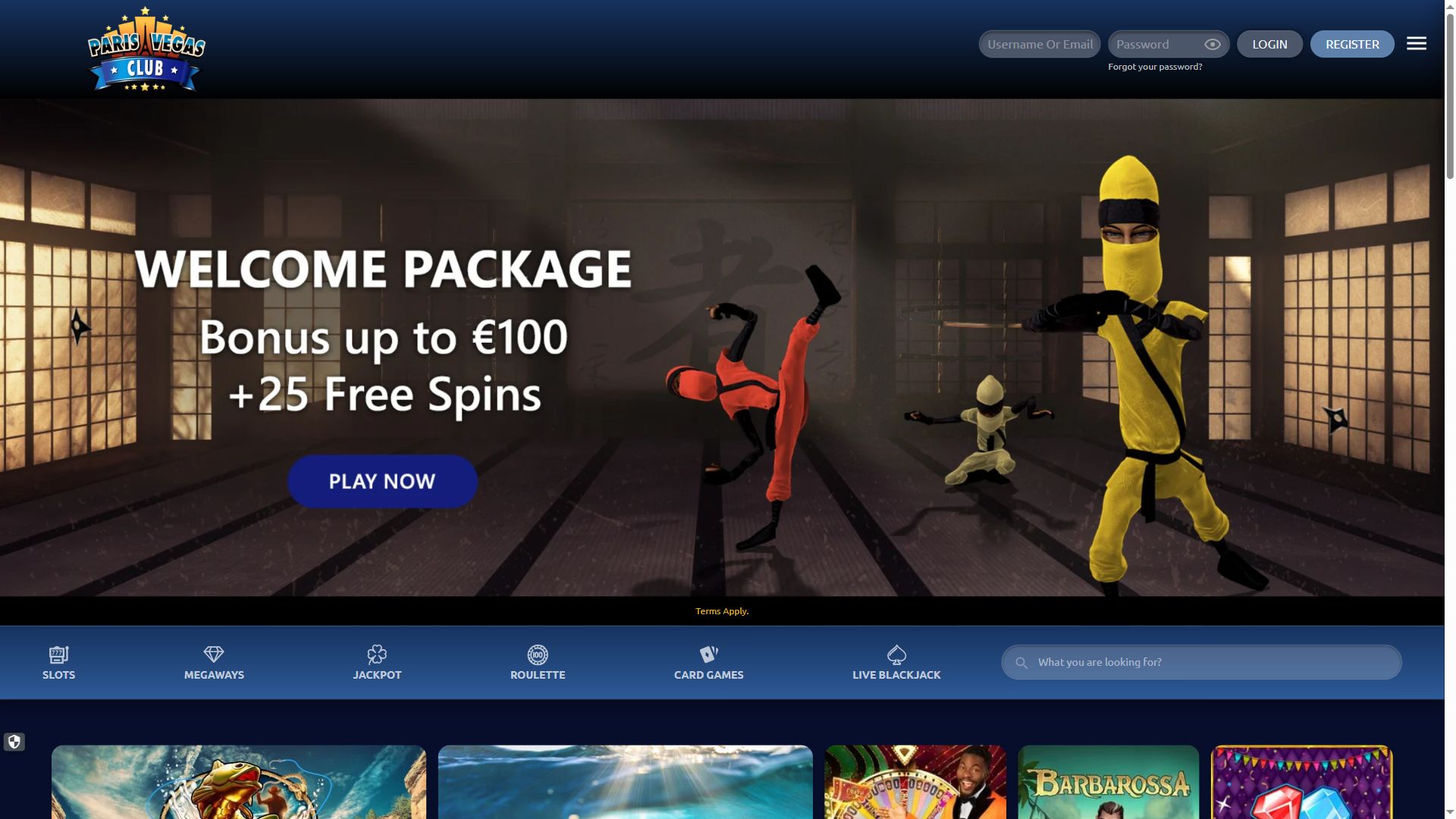 Paris Vegas Club — Homepage (Desktop)