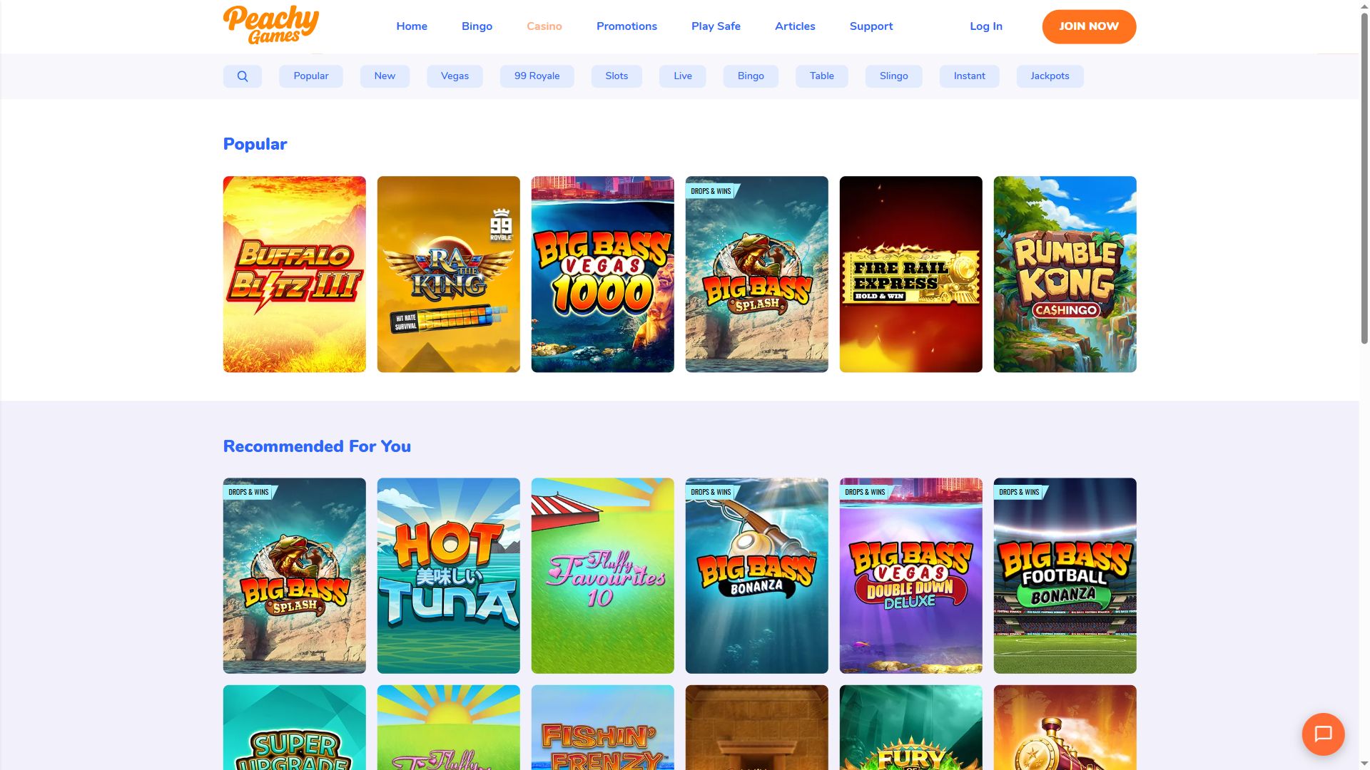 Peachy Games — Lobby (Desktop)