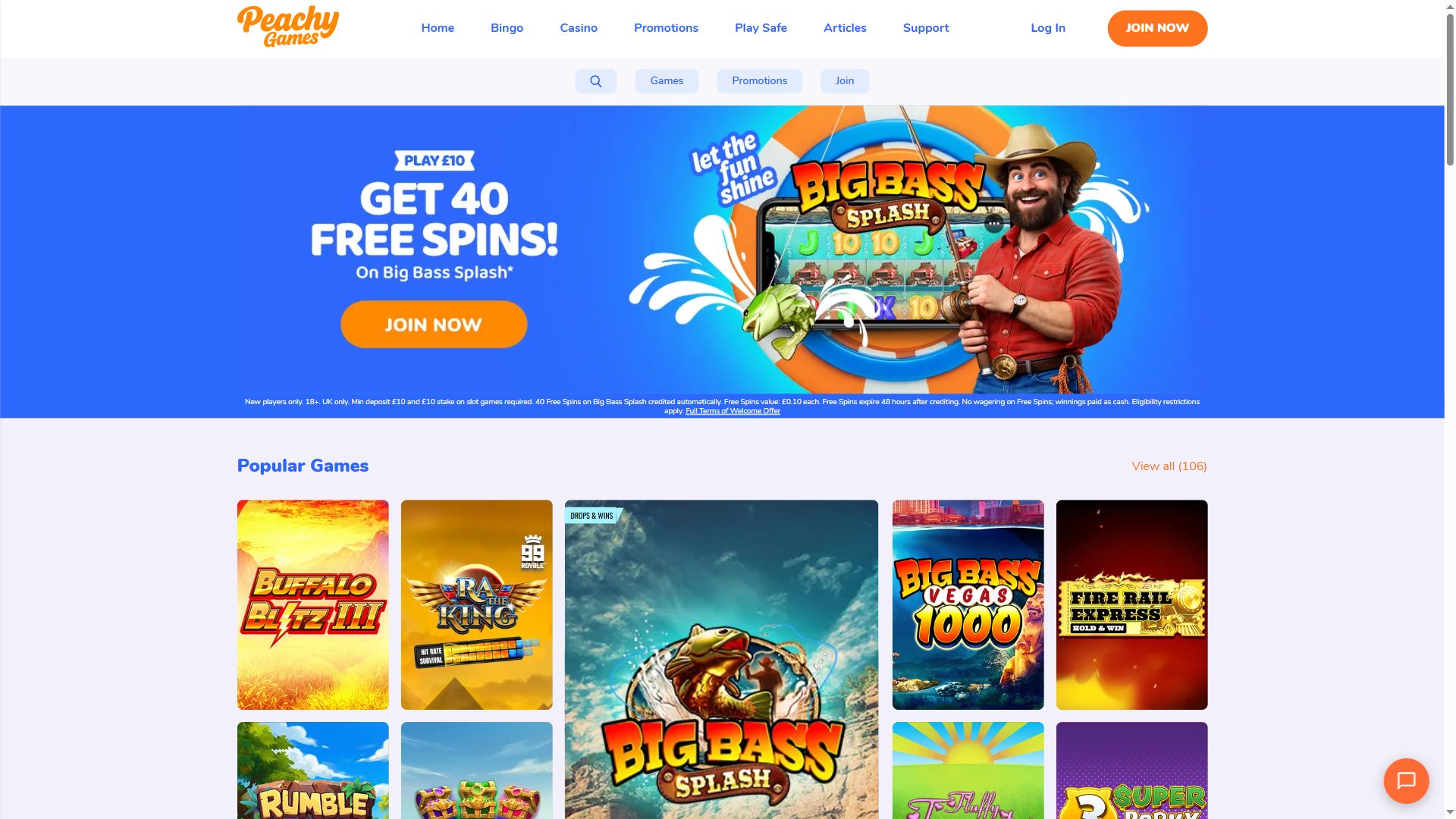 Peachy Games — Homepage (Desktop)