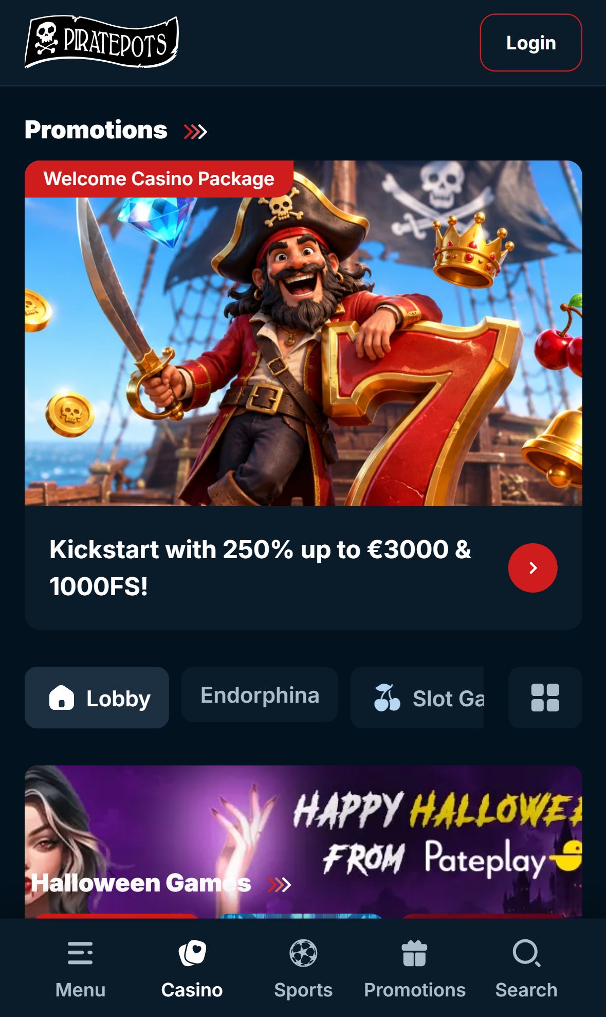 PiratePots — Homepage (Mobile)