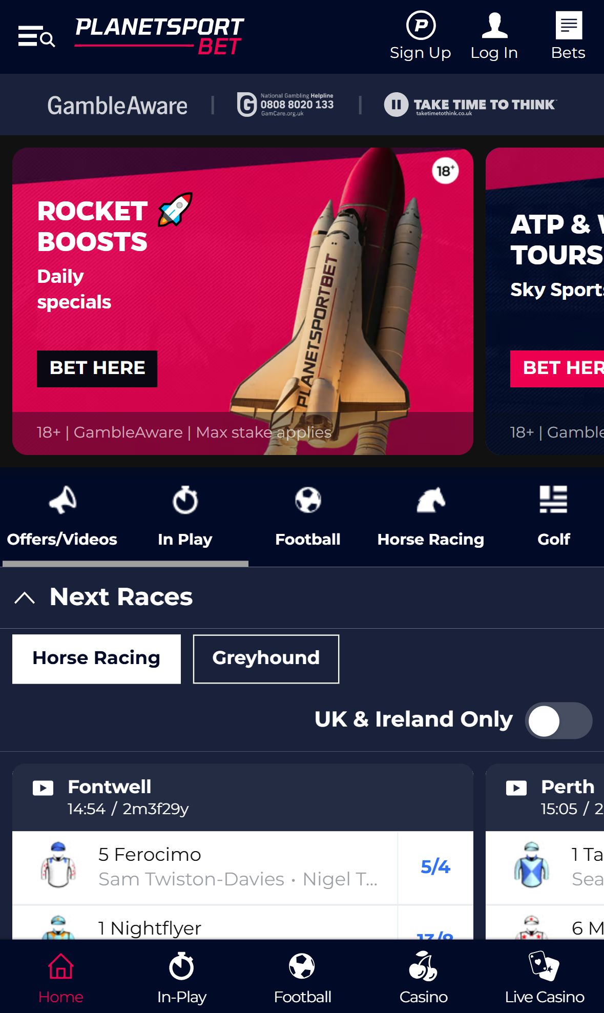 PlanetSportBet — Homepage (Mobile)