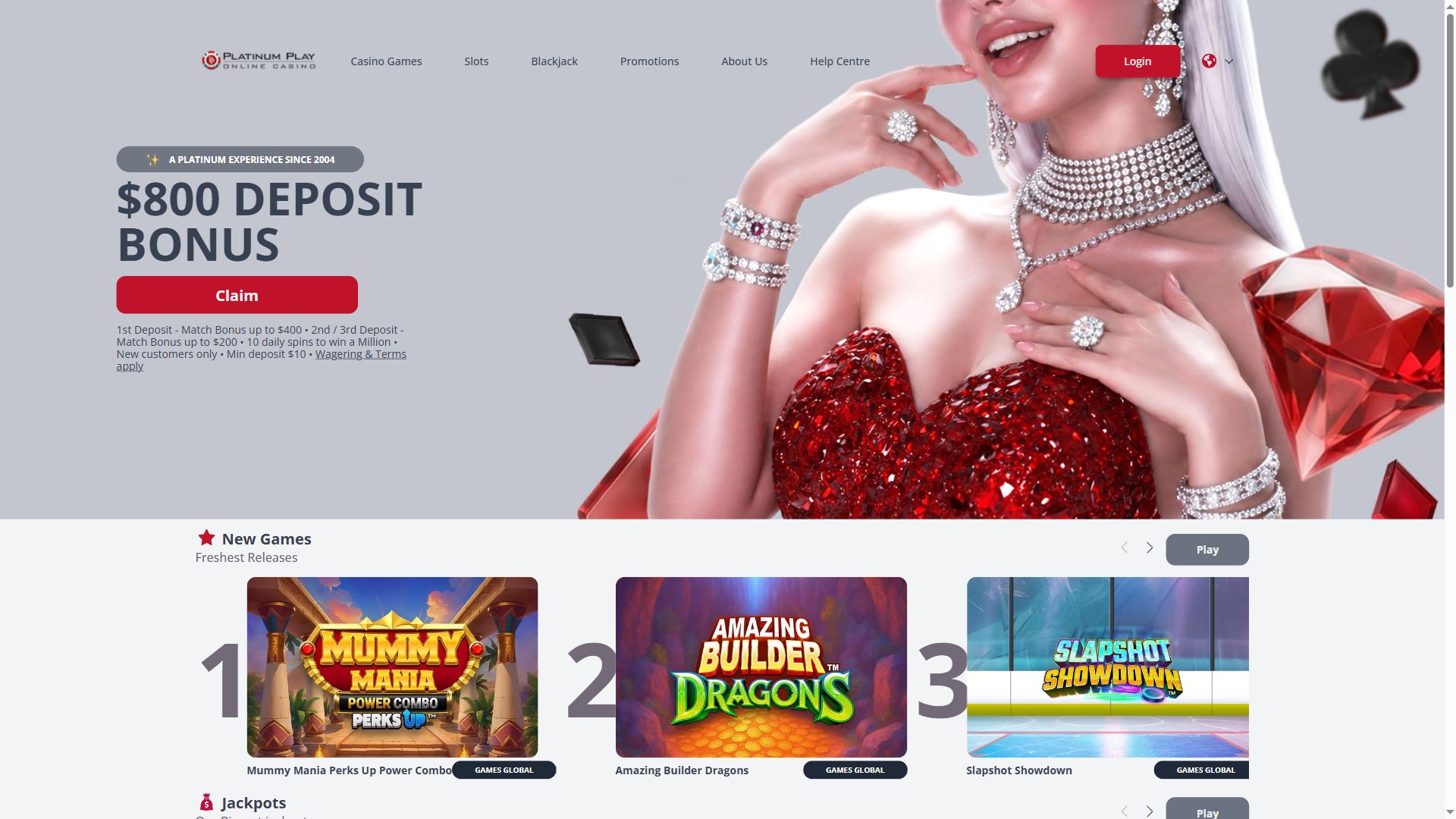 Platinum Play Casino — Lobby (Desktop)