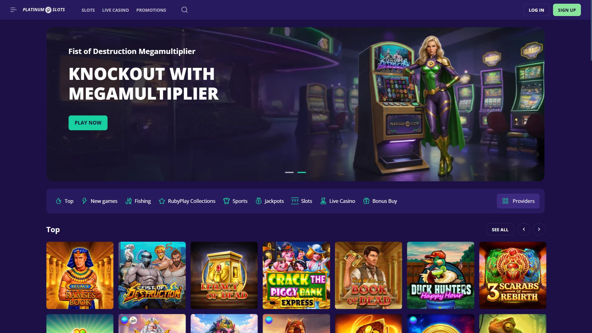 Platinumslots — Homepage (Desktop)