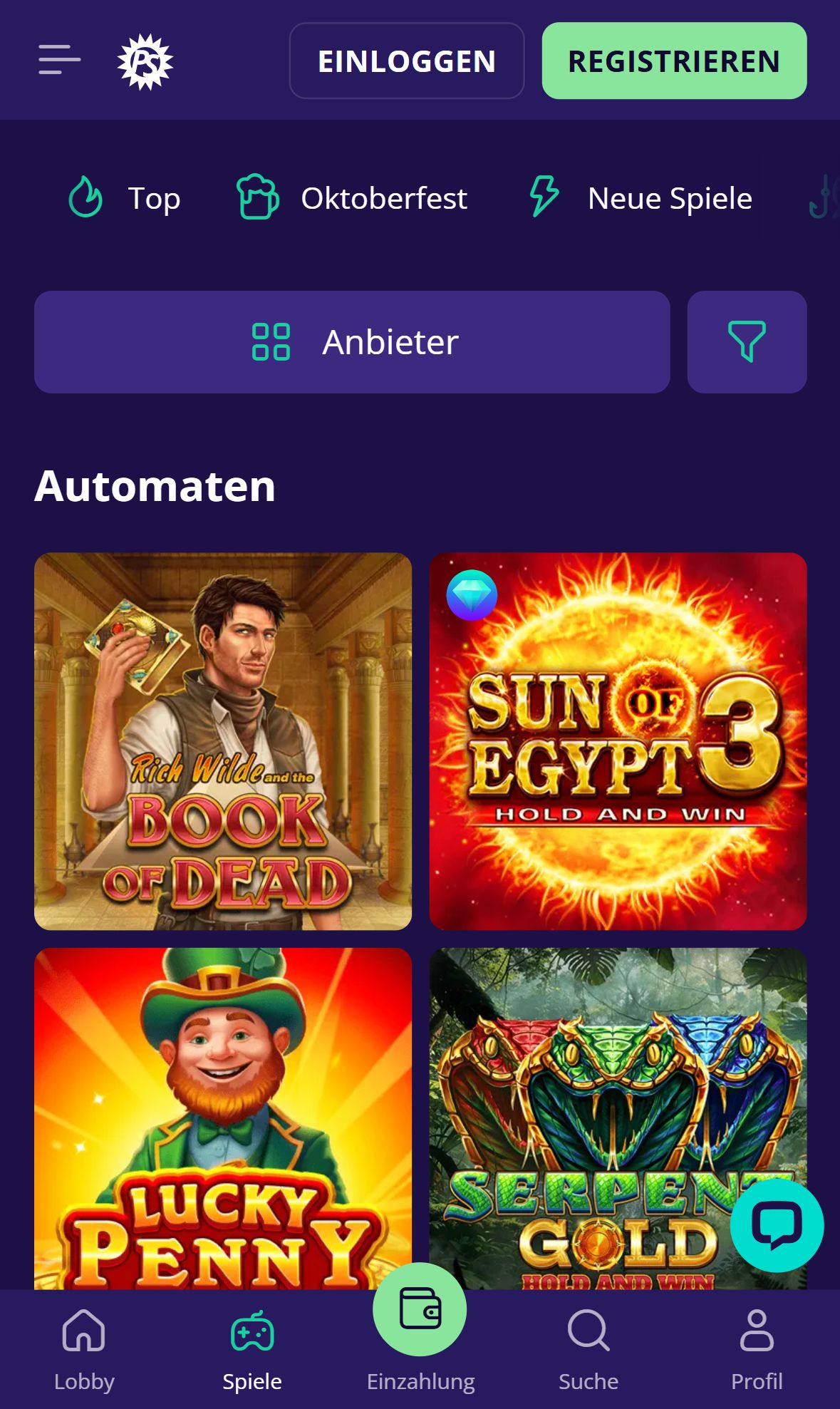 Platinumslots — Startseite (Mobil)