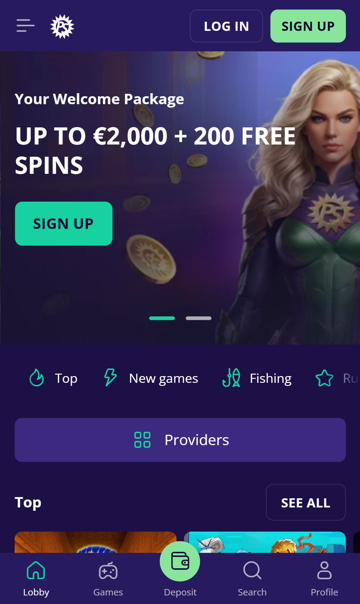 Platinumslots — Homepage (Mobile)