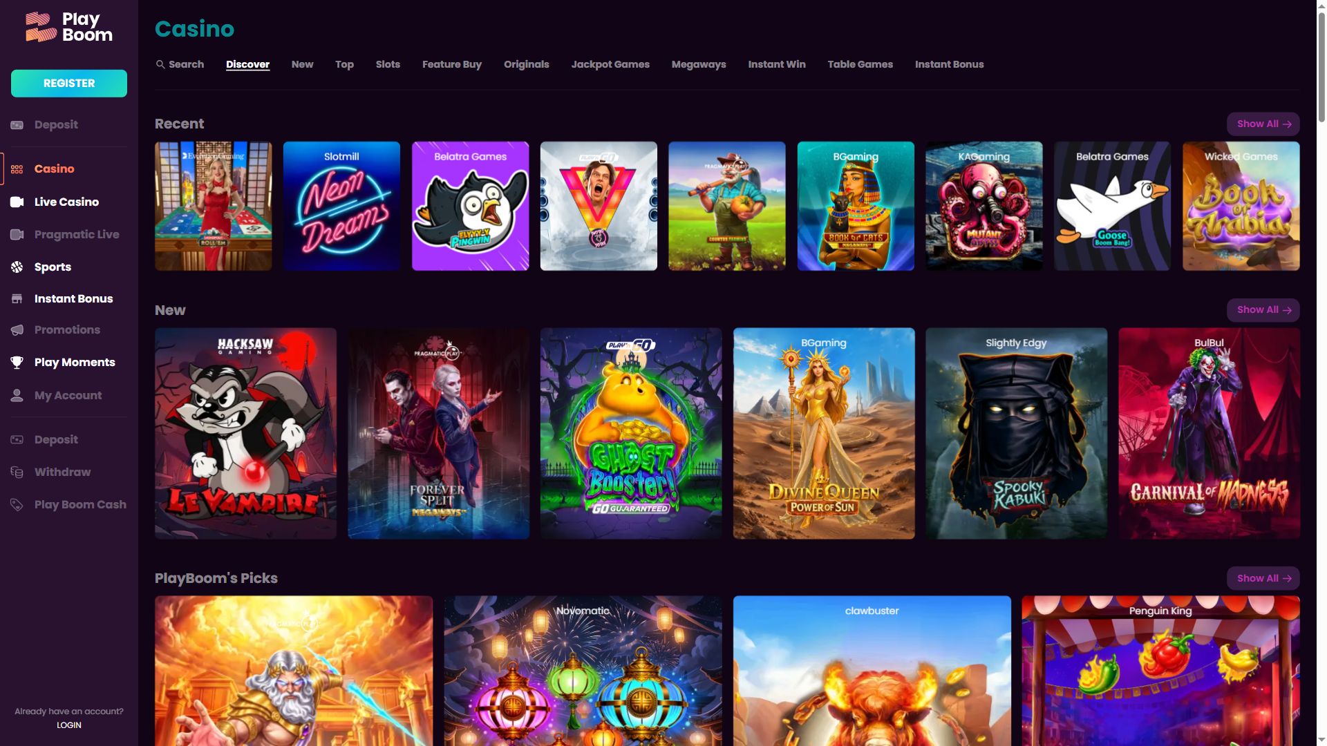 Play Boom — Lobby (Desktop)