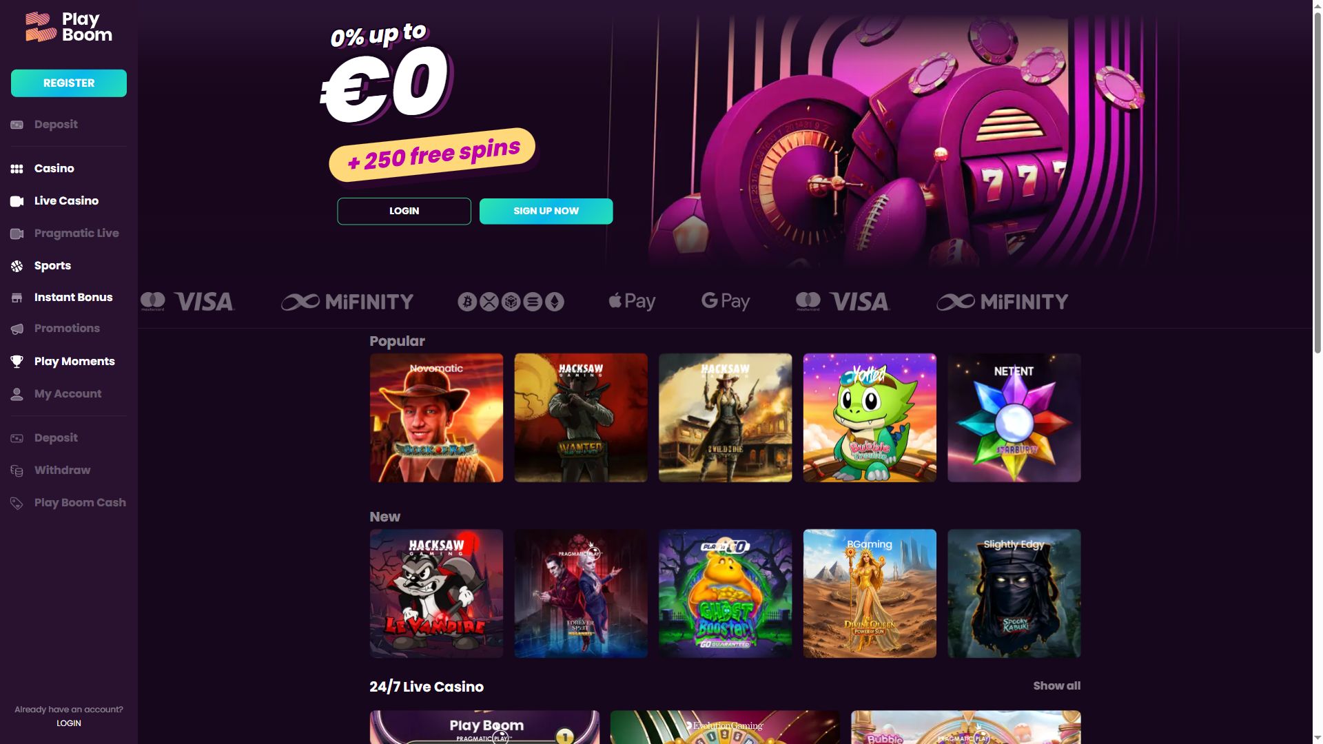 Play Boom — Homepage (Desktop)