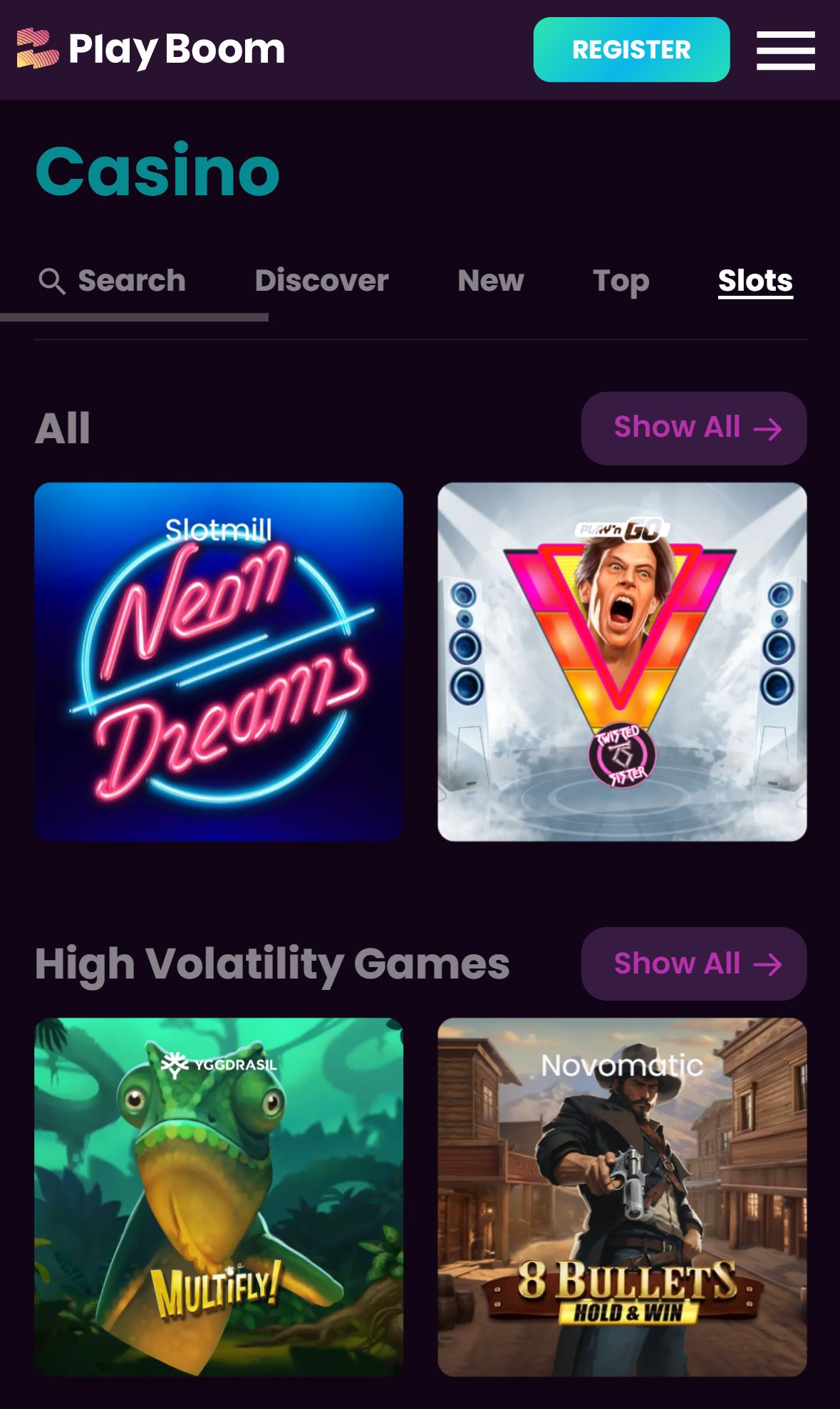 Play Boom — Lobby (Mobile)