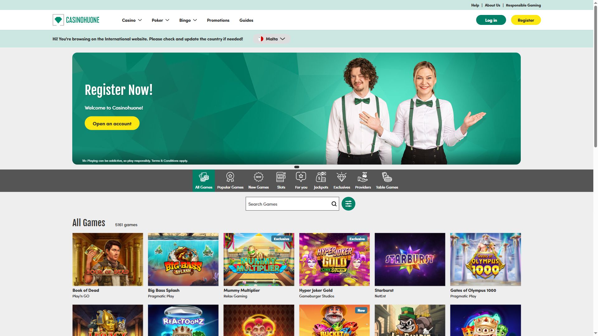 CasinoHuone — Homepage (Desktop)