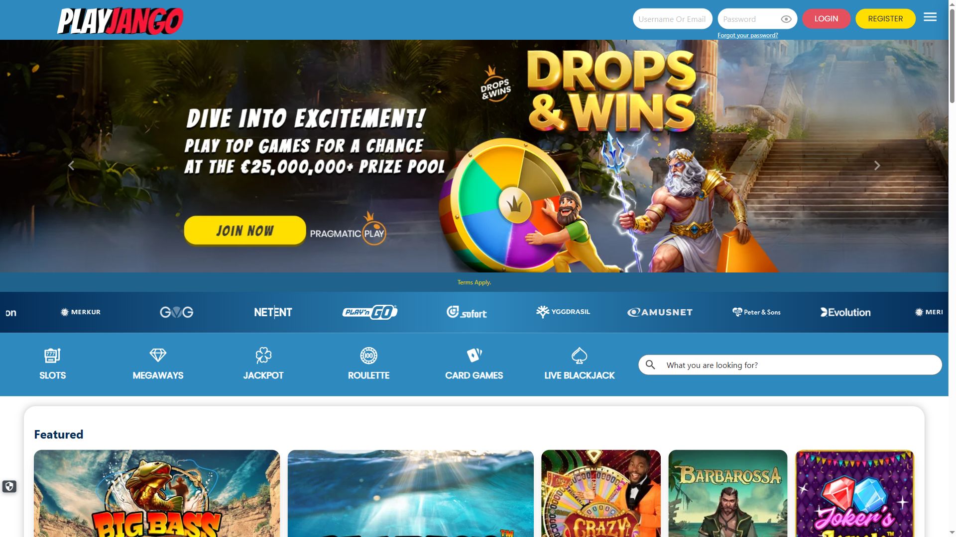 Play Jango — Homepage (Desktop)