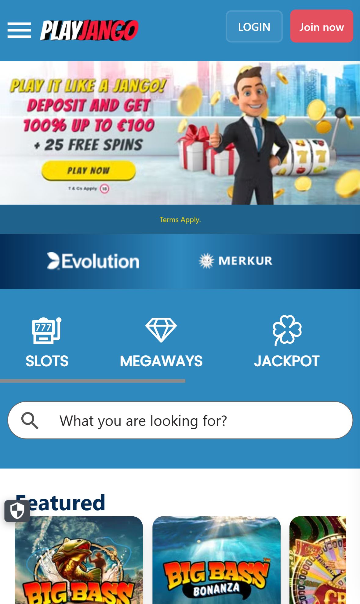 Play Jango — Homepage (Mobile)