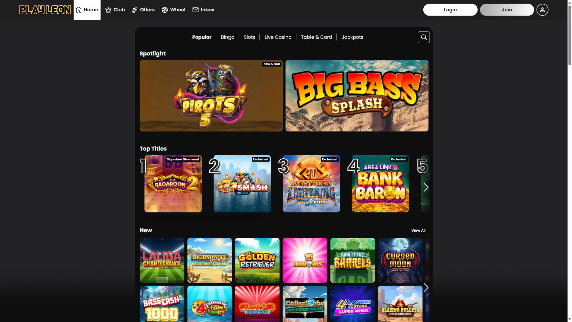 Play Leon — Lobby (Desktop)