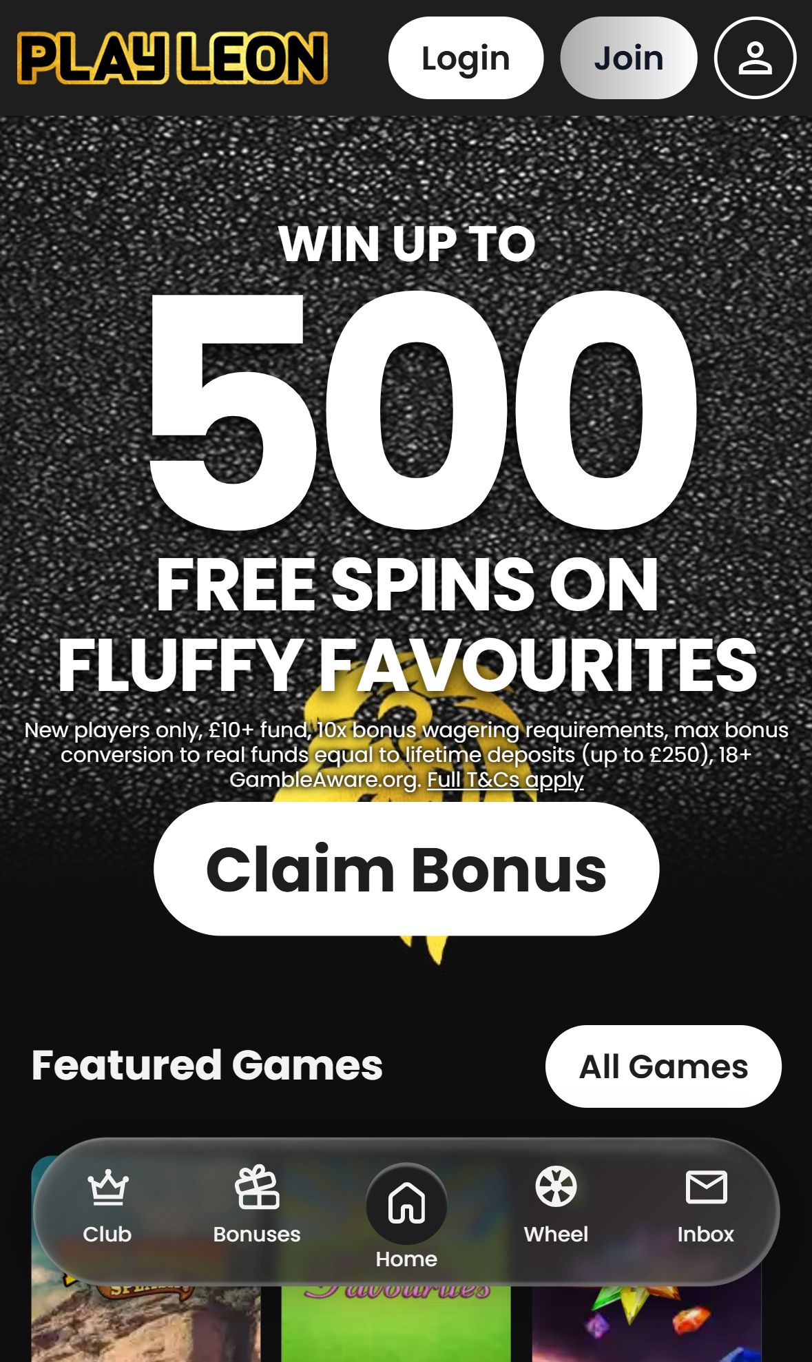 Play Leon — Homepage (Mobile)