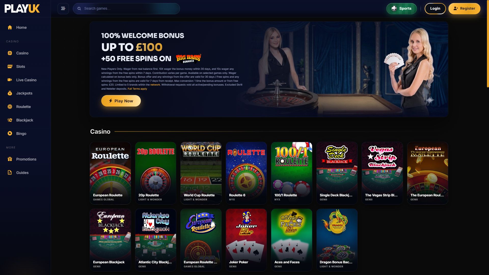 PlayUK — Lobby (Desktop)