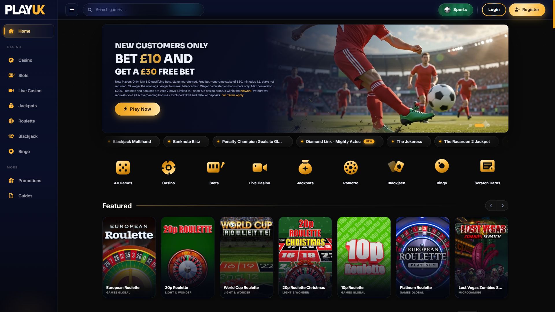 PlayUK — Homepage (Desktop)