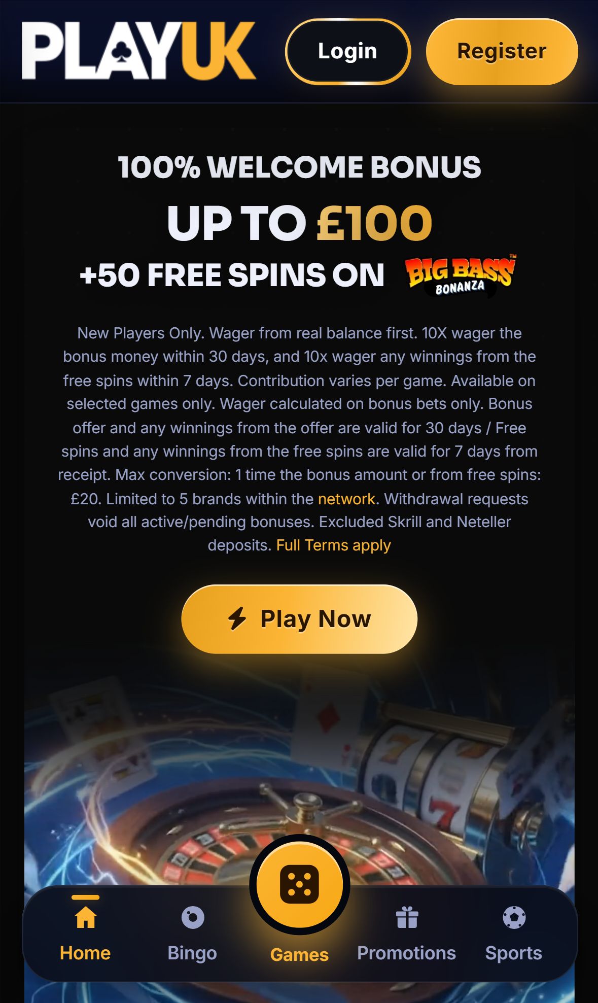 PlayUK — Homepage (Mobile)