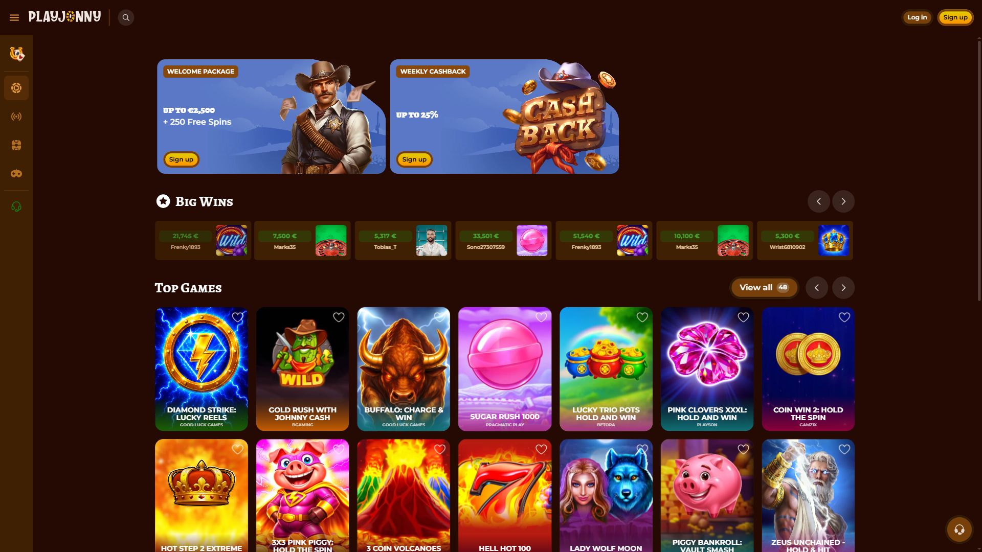 Playjonny — Homepage (Desktop)