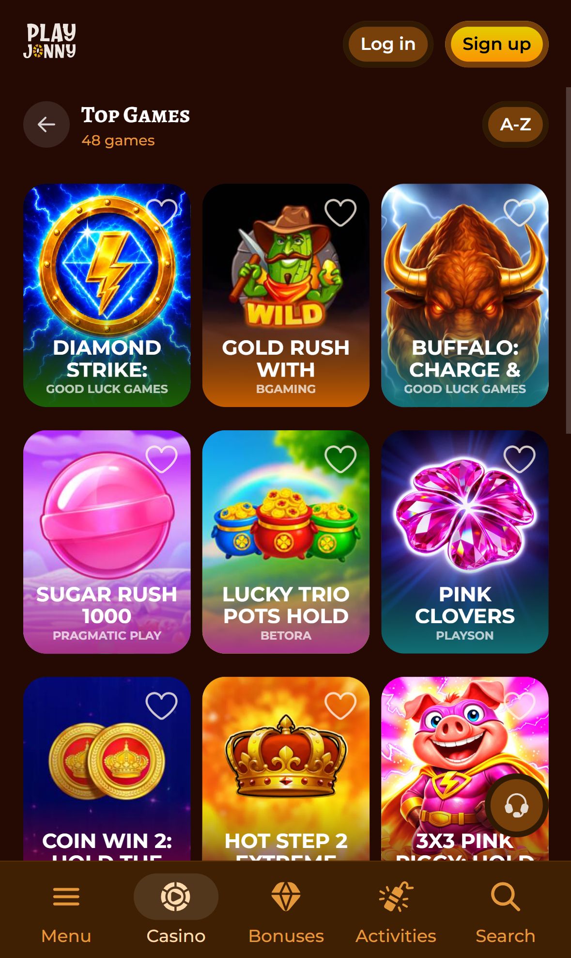 Playjonny — Lobby (Mobile)