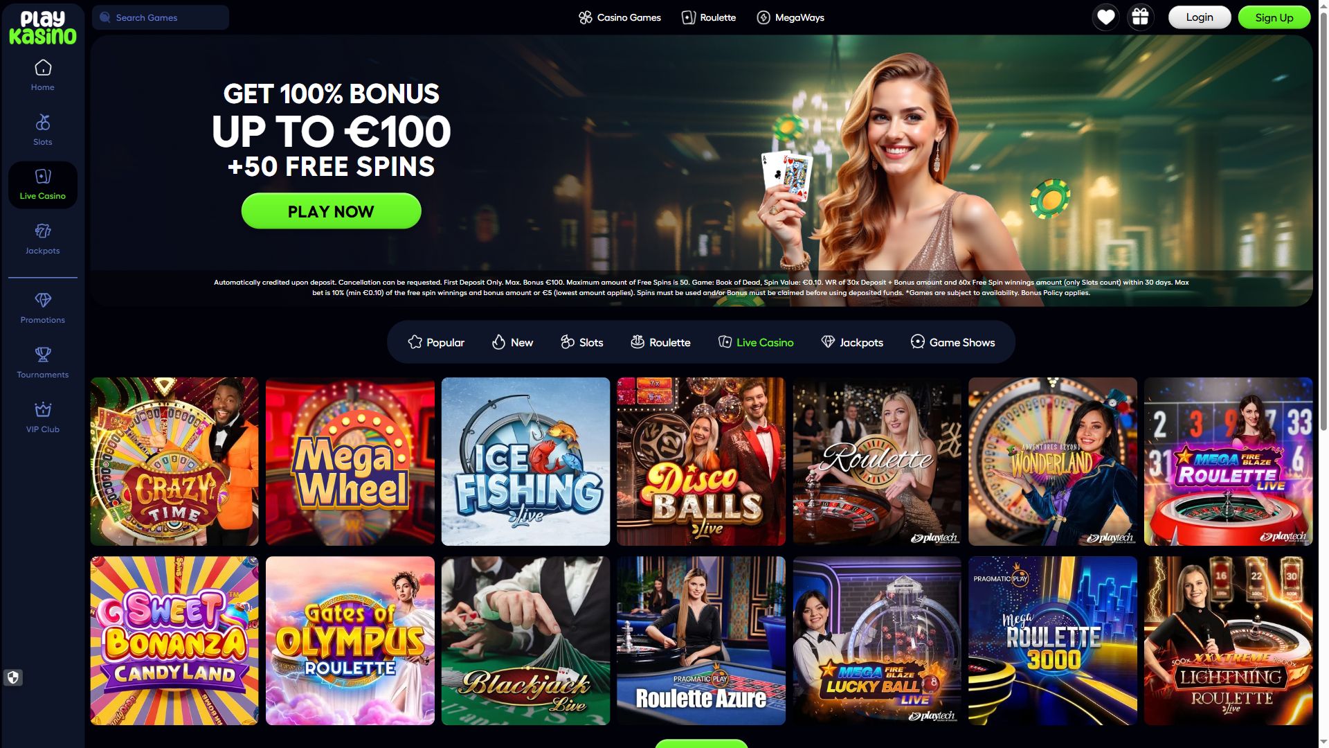 Play Kasino — Lobby (Desktop)