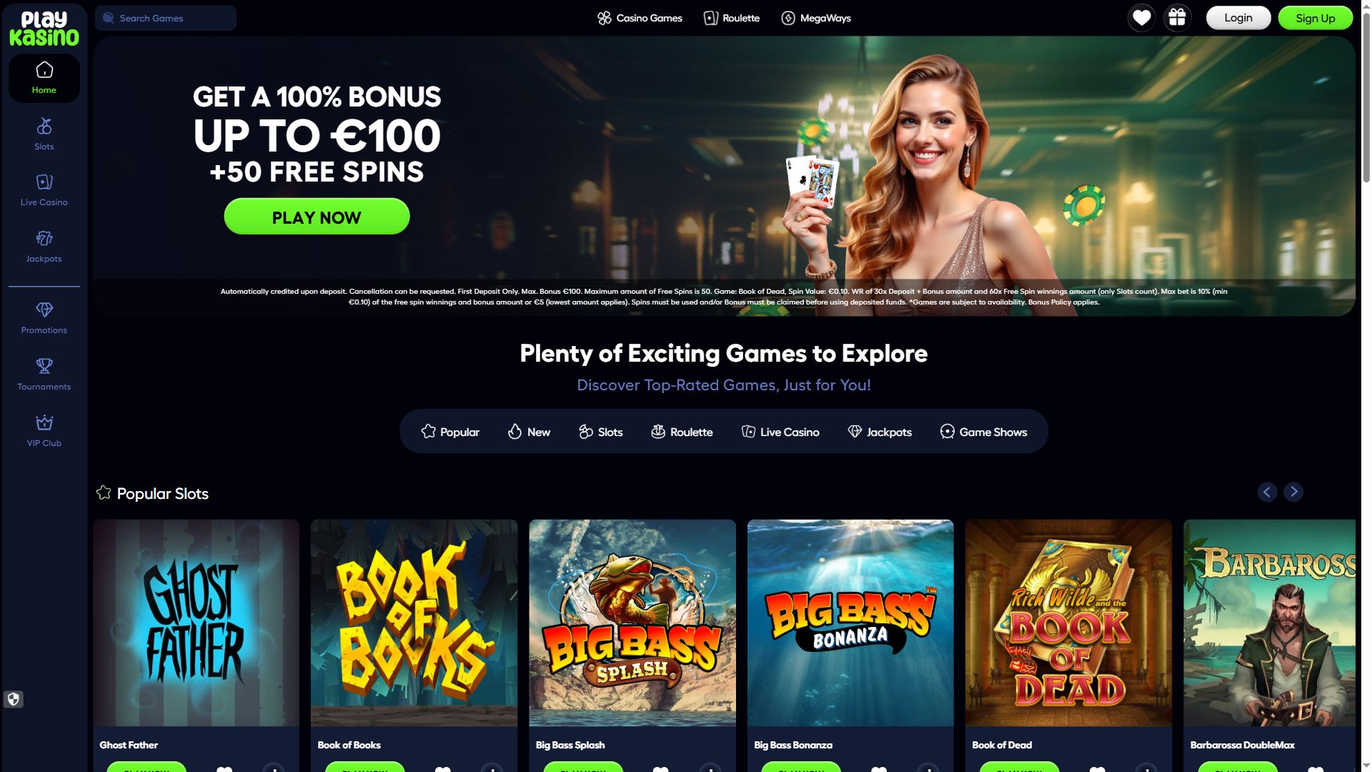 Play Kasino — Homepage (Desktop)