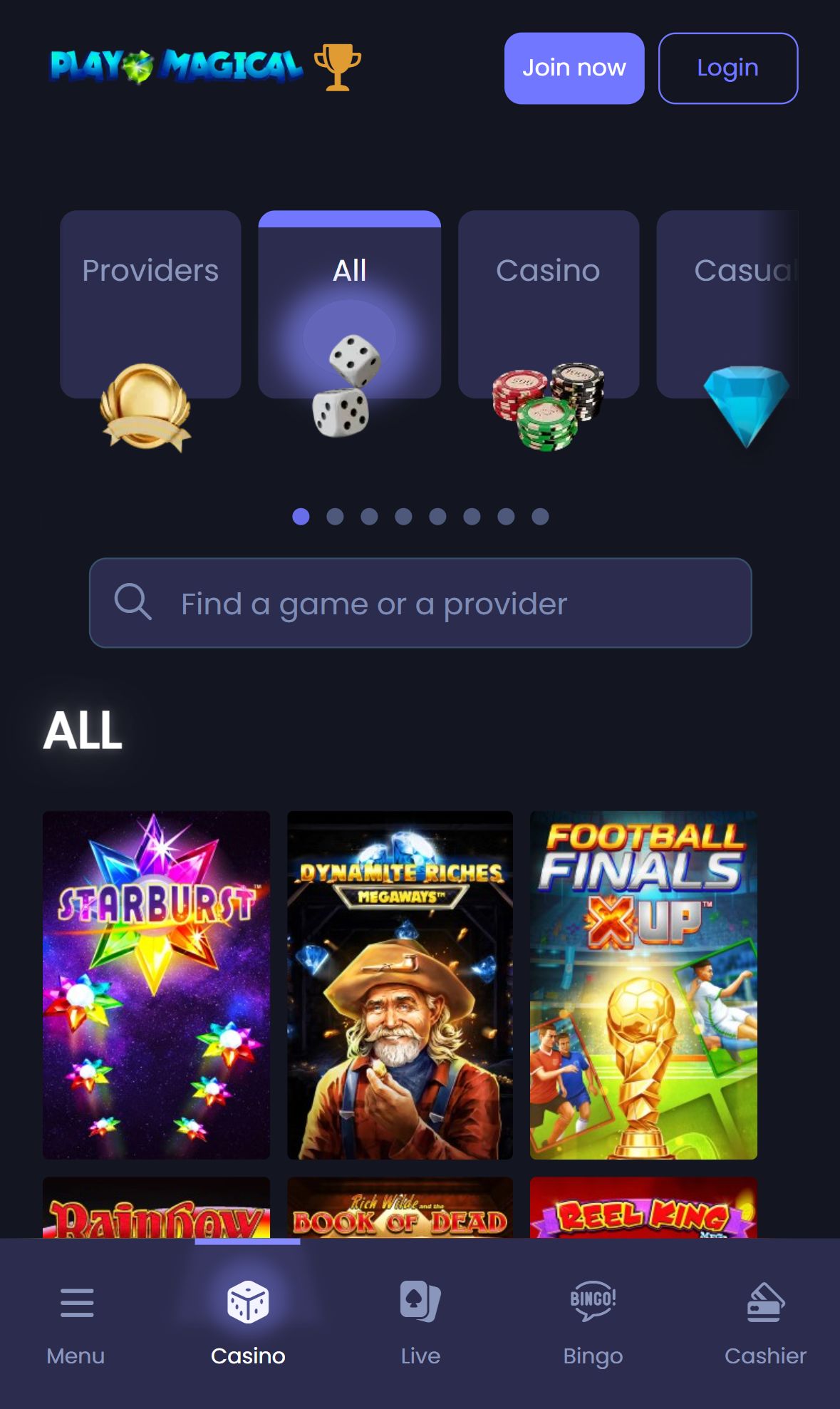 Play Magical — Lobby (Mobile)