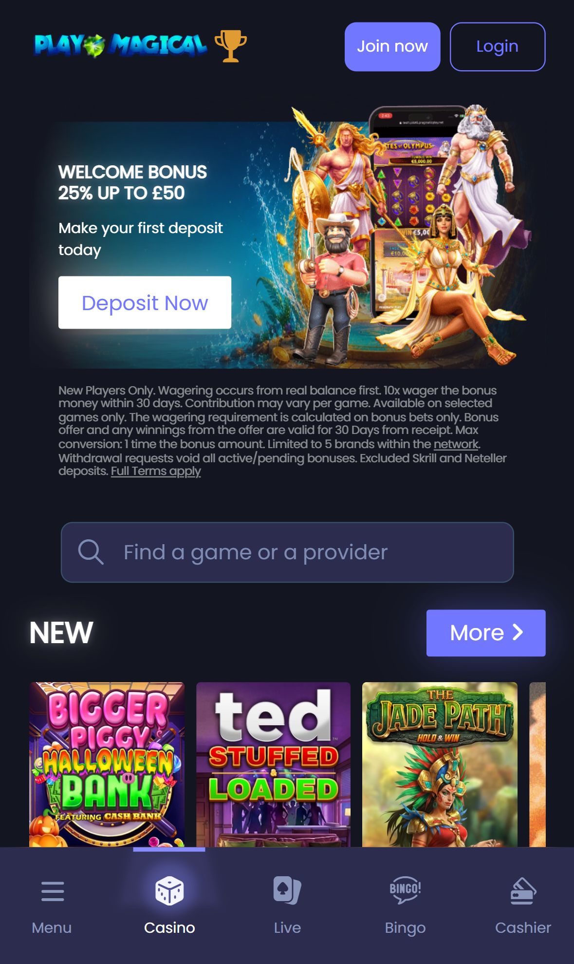 Play Magical — Homepage (Mobile)