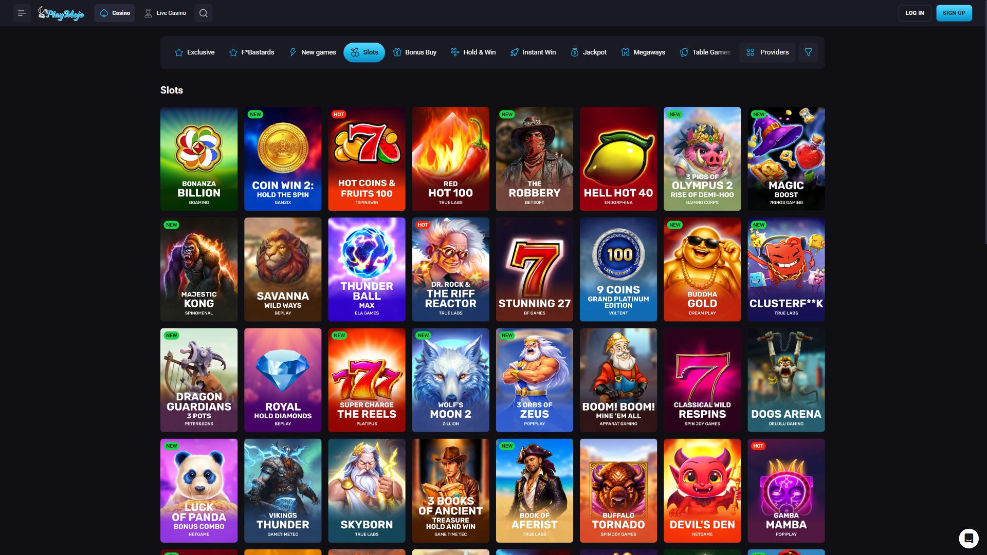 Playmojo — Lobby (Desktop)
