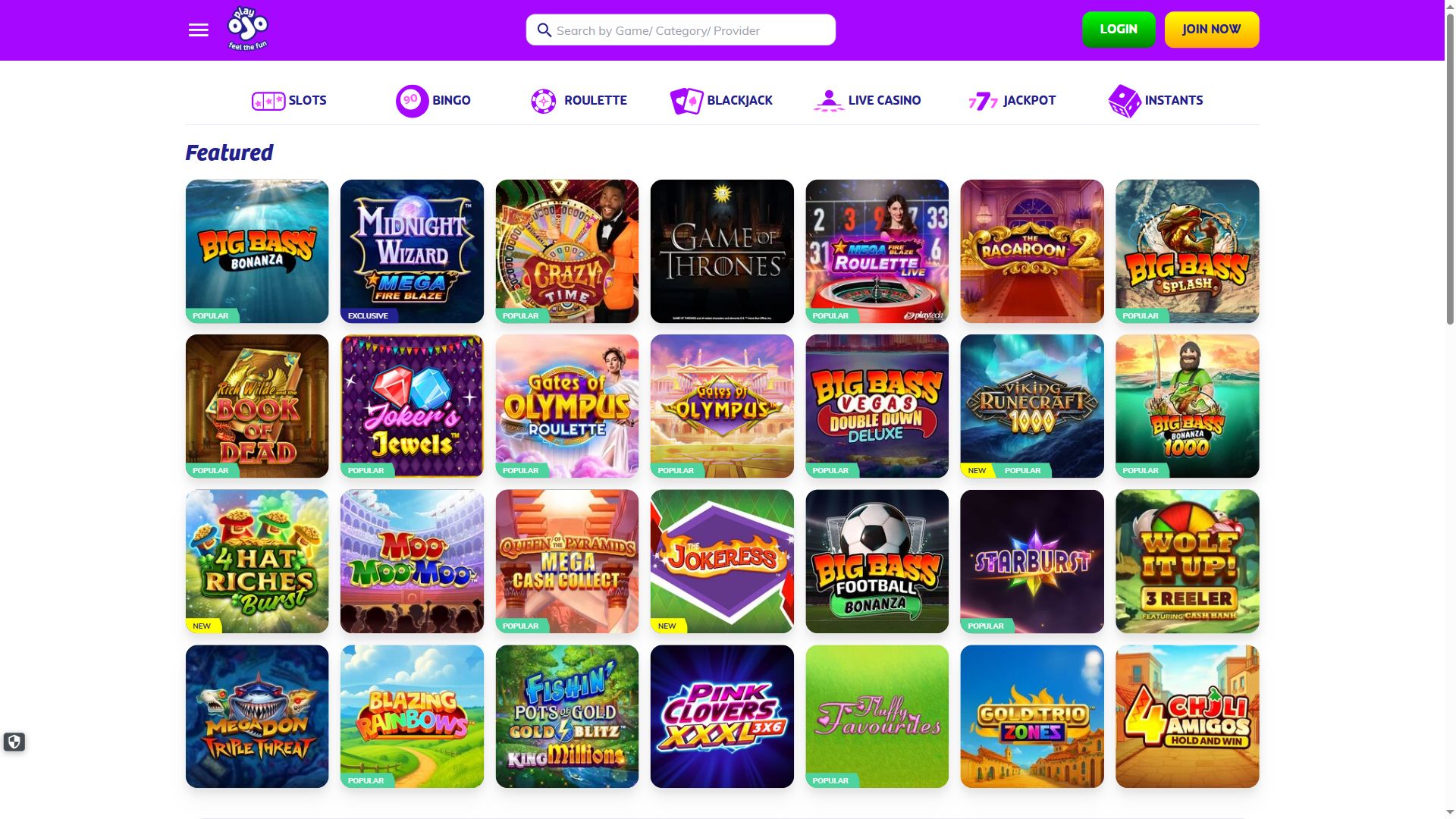 Playojo — Lobby (Desktop)