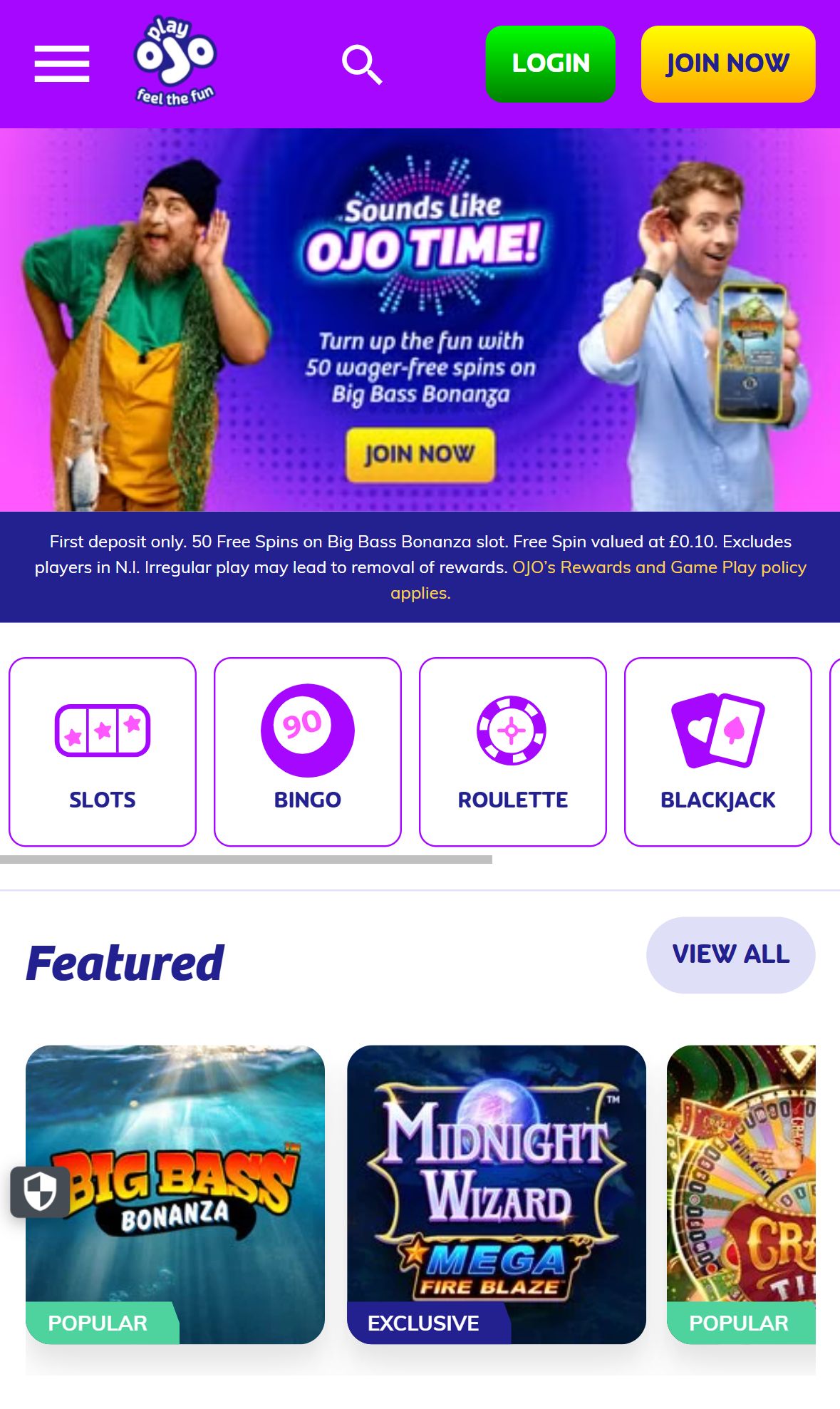 Playojo — Homepage (Mobile)