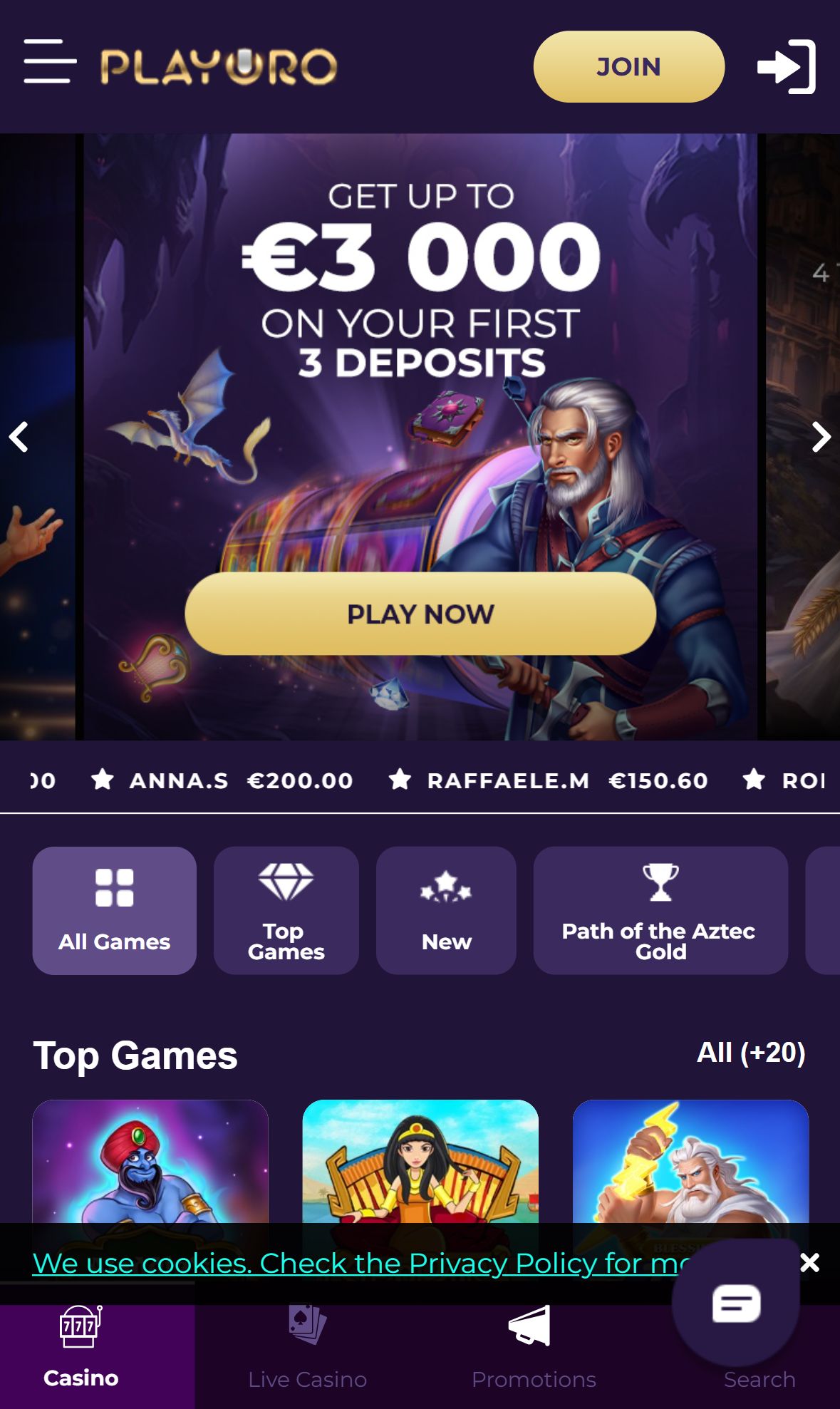 Playoro — Lobby (Mobile)