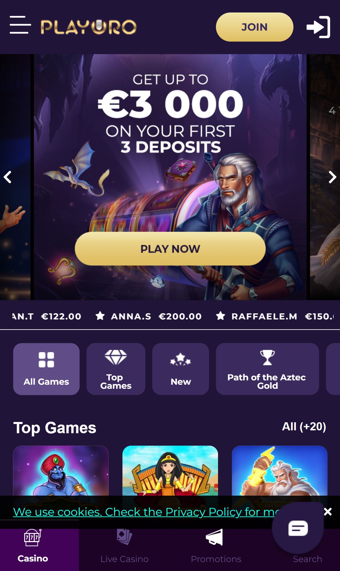 Playoro — Homepage (Mobile)