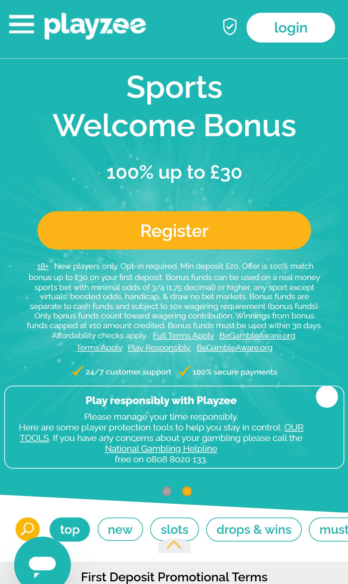 Playzee — Homepage (Mobile)