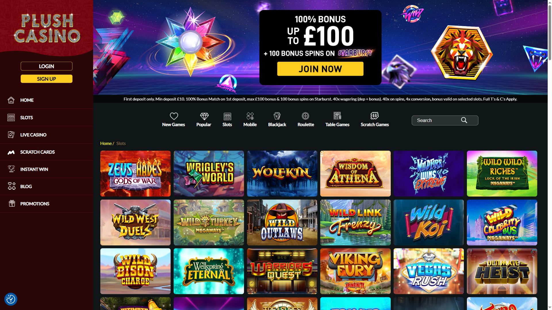 Plushcasino — Lobby (Desktop)