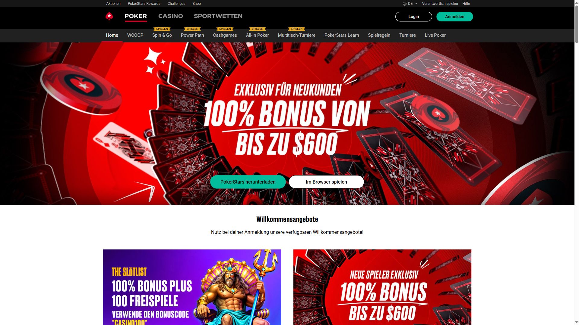 Pokerstars — Startseite (Desktop)