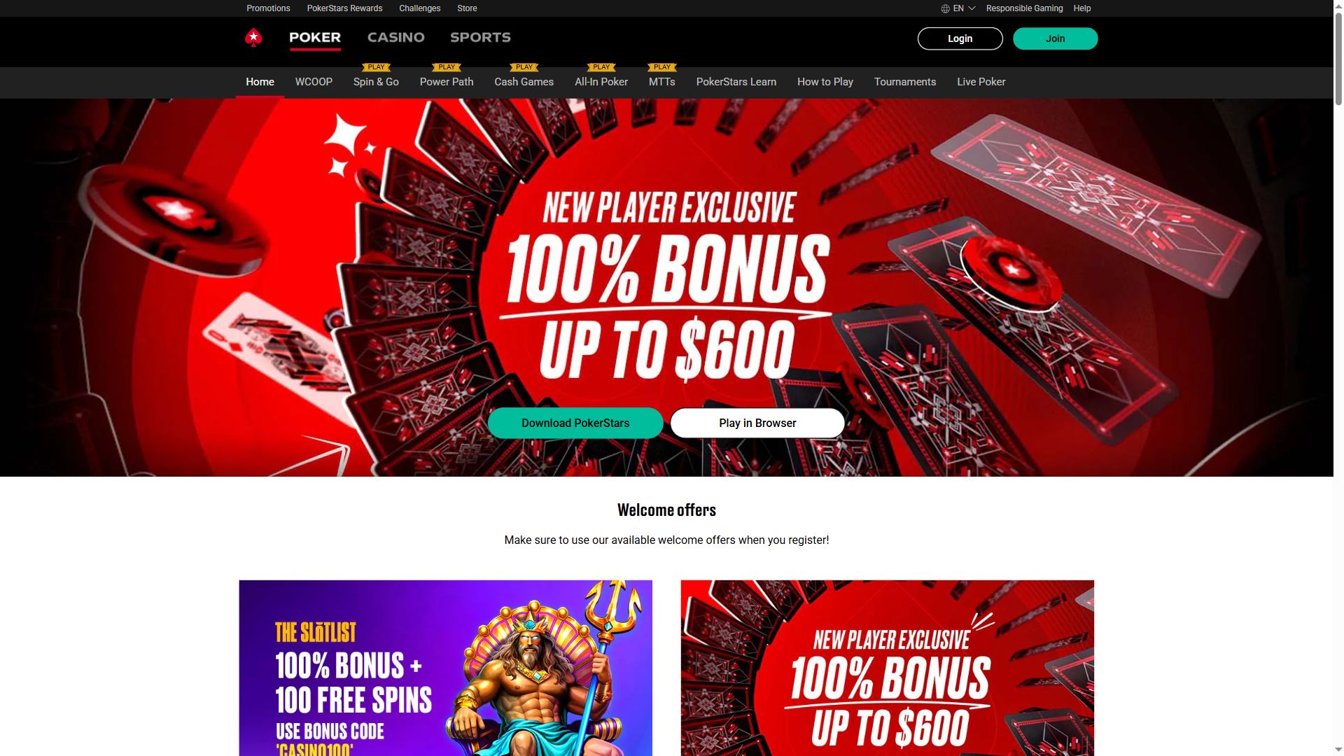 Pokerstars — Homepage (Desktop)