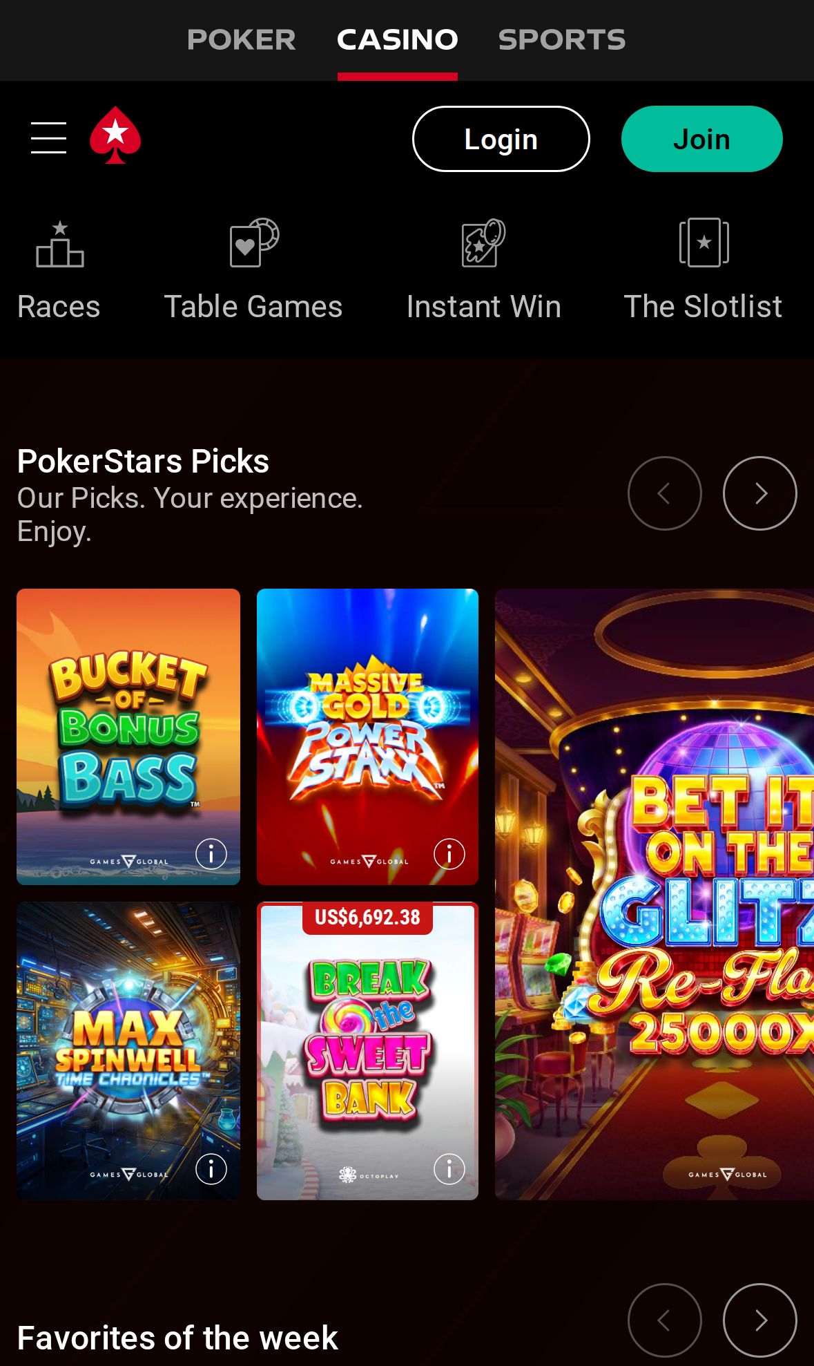 Pokerstars — Lobby (Mobile)