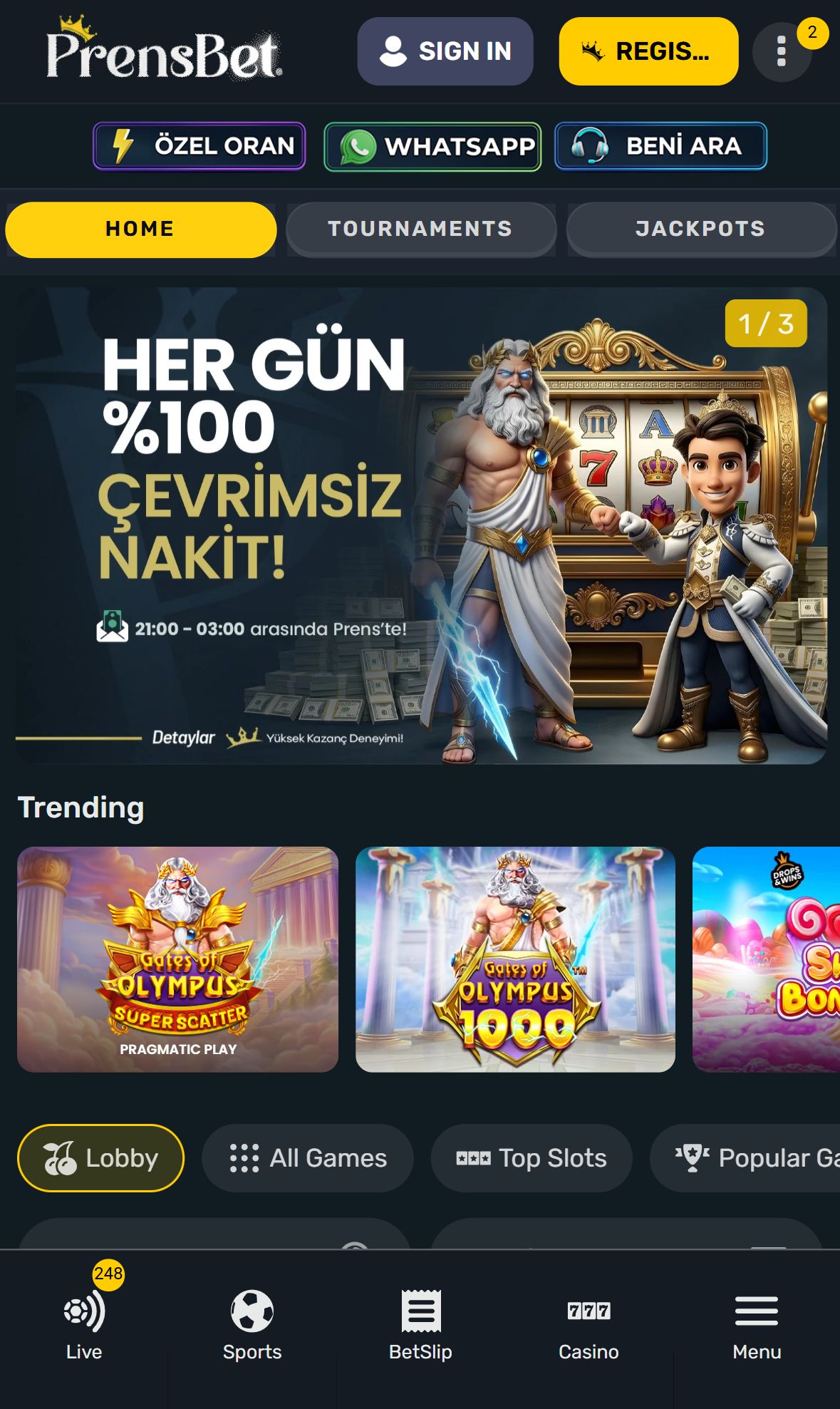 Prensbet — Lobby (Mobile)