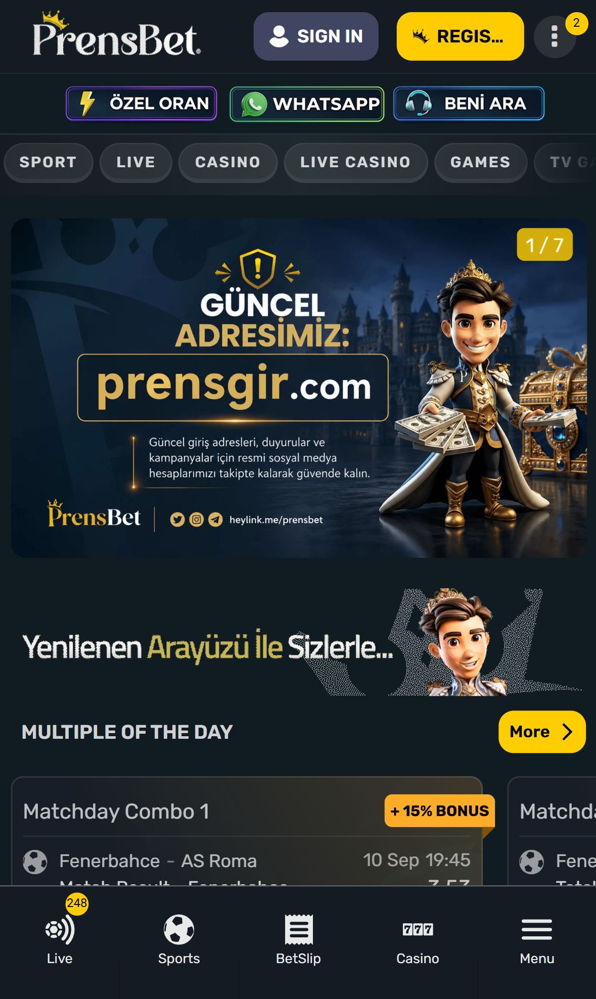 Prensbet — Homepage (Mobile)